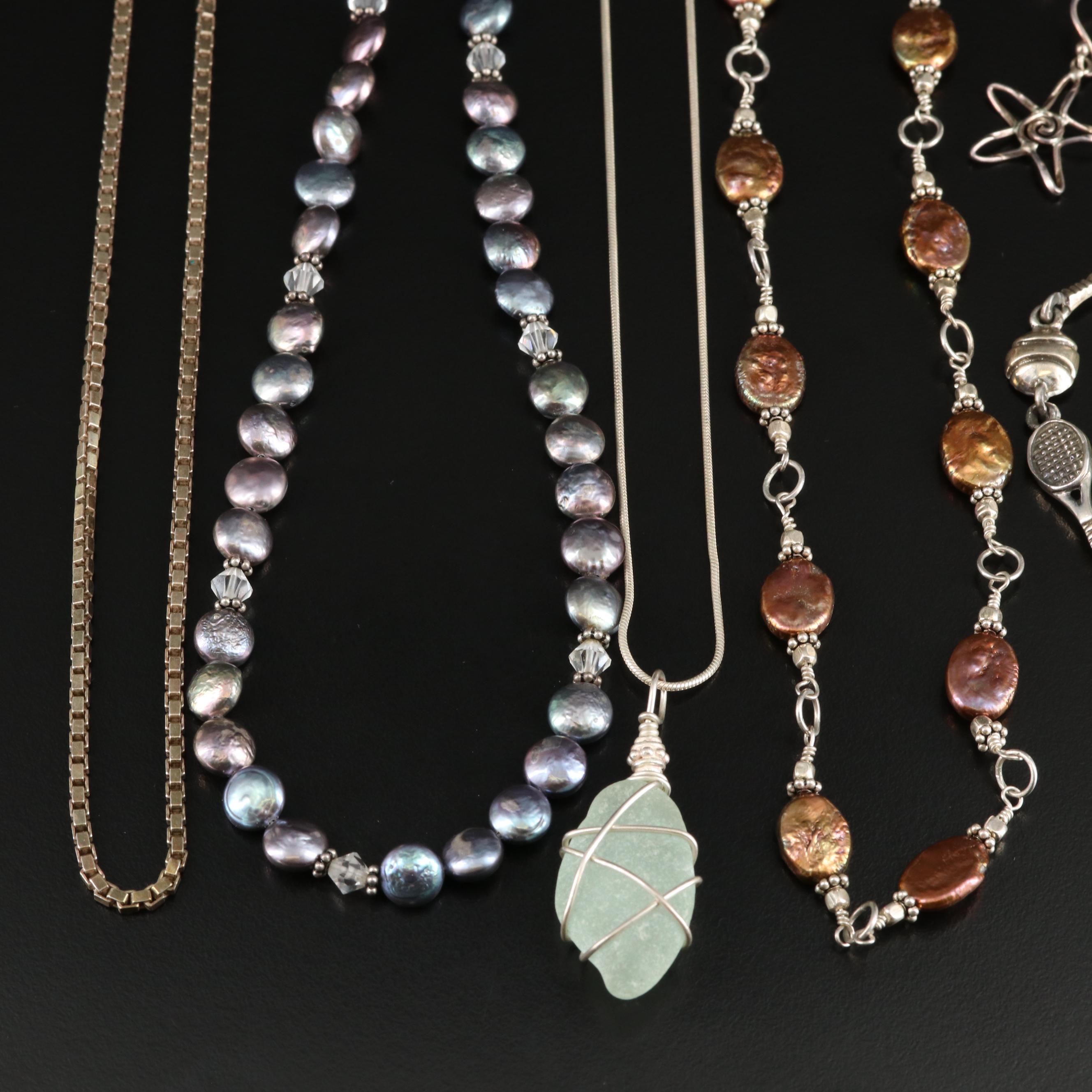 Sterling, Pearl and Seaglass Featured in Jewelry Assortment