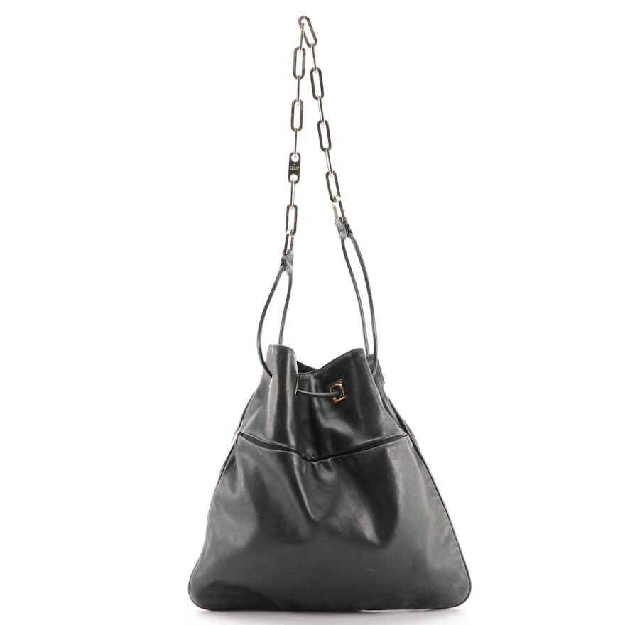 Gucci Drawstring Chain-link Bucket Shoulder Bag in Black Leather | EBTH