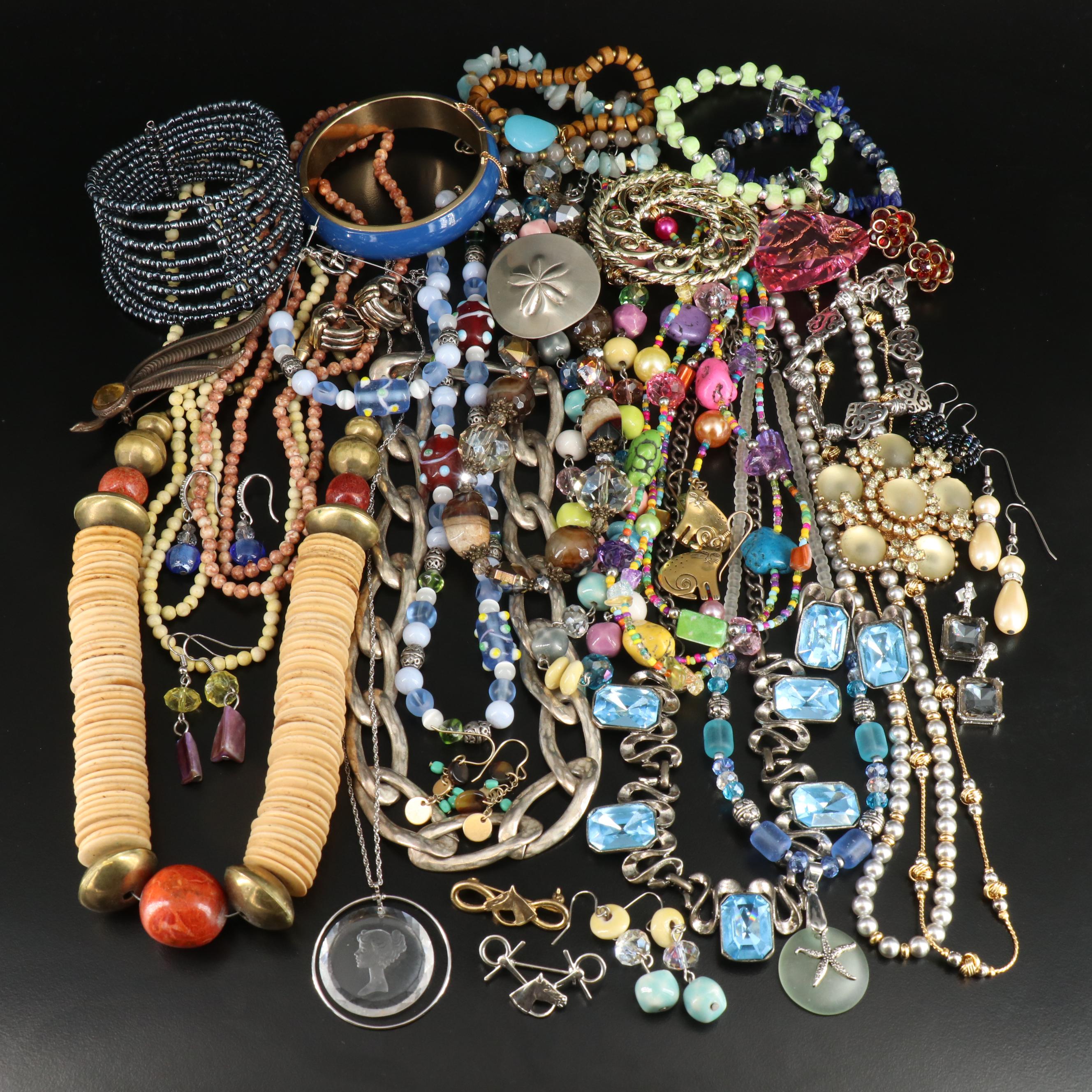 Jewelry Assortment Featuring Agate, Glass and Sodolite