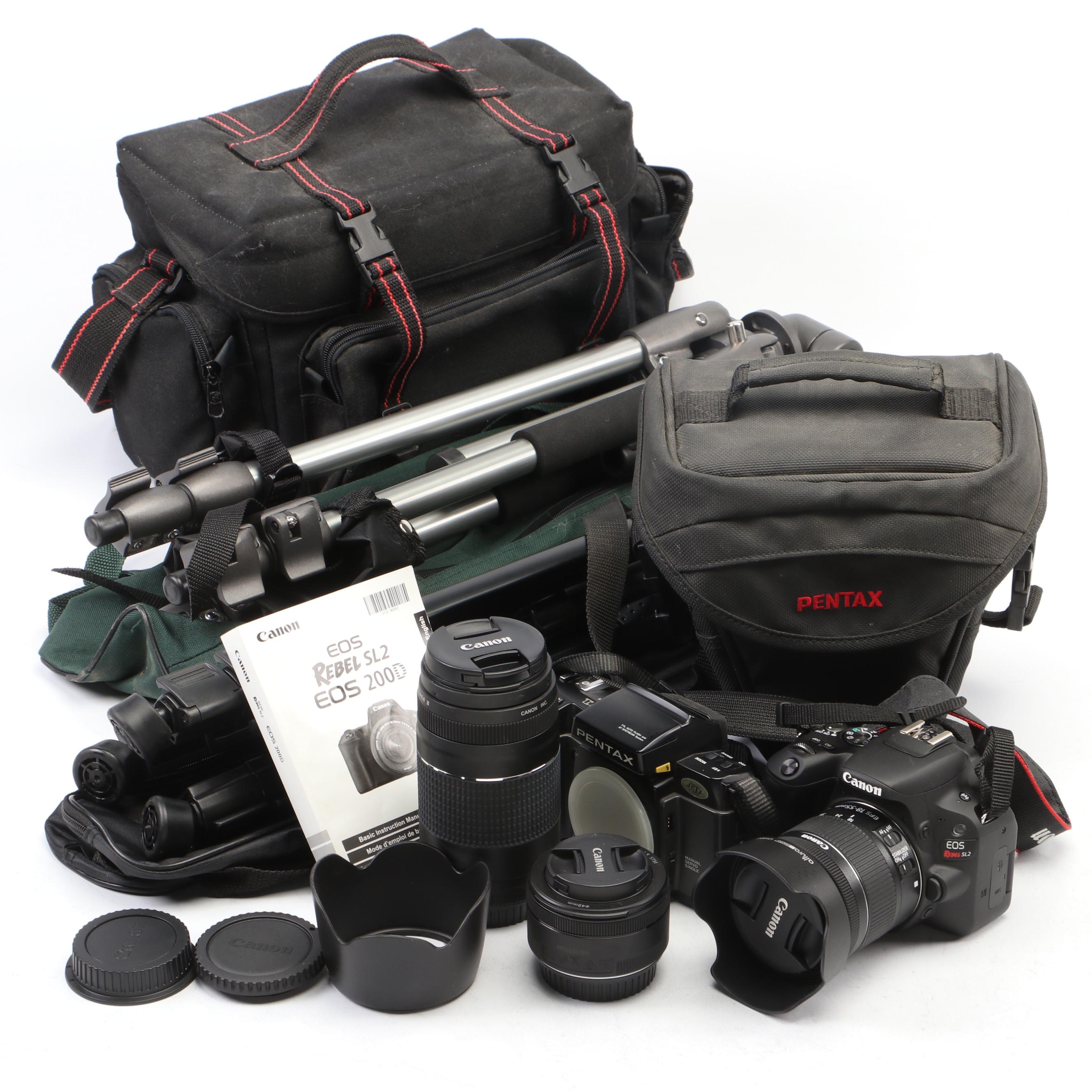 Canon EOS Rebel SL2 with Pentax SF1, Lenses and Other Accessories