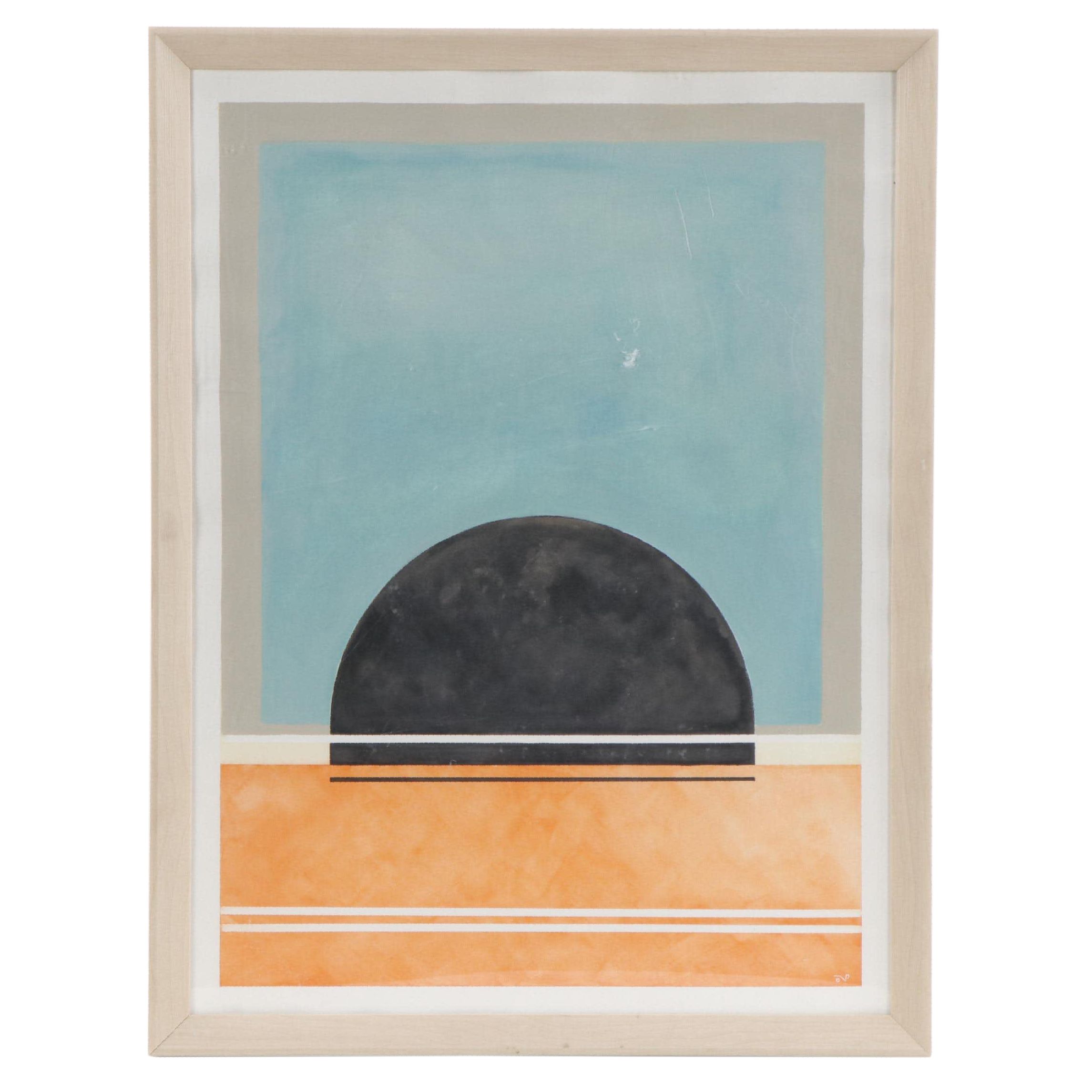 Abstract Geometric Watercolor Painting