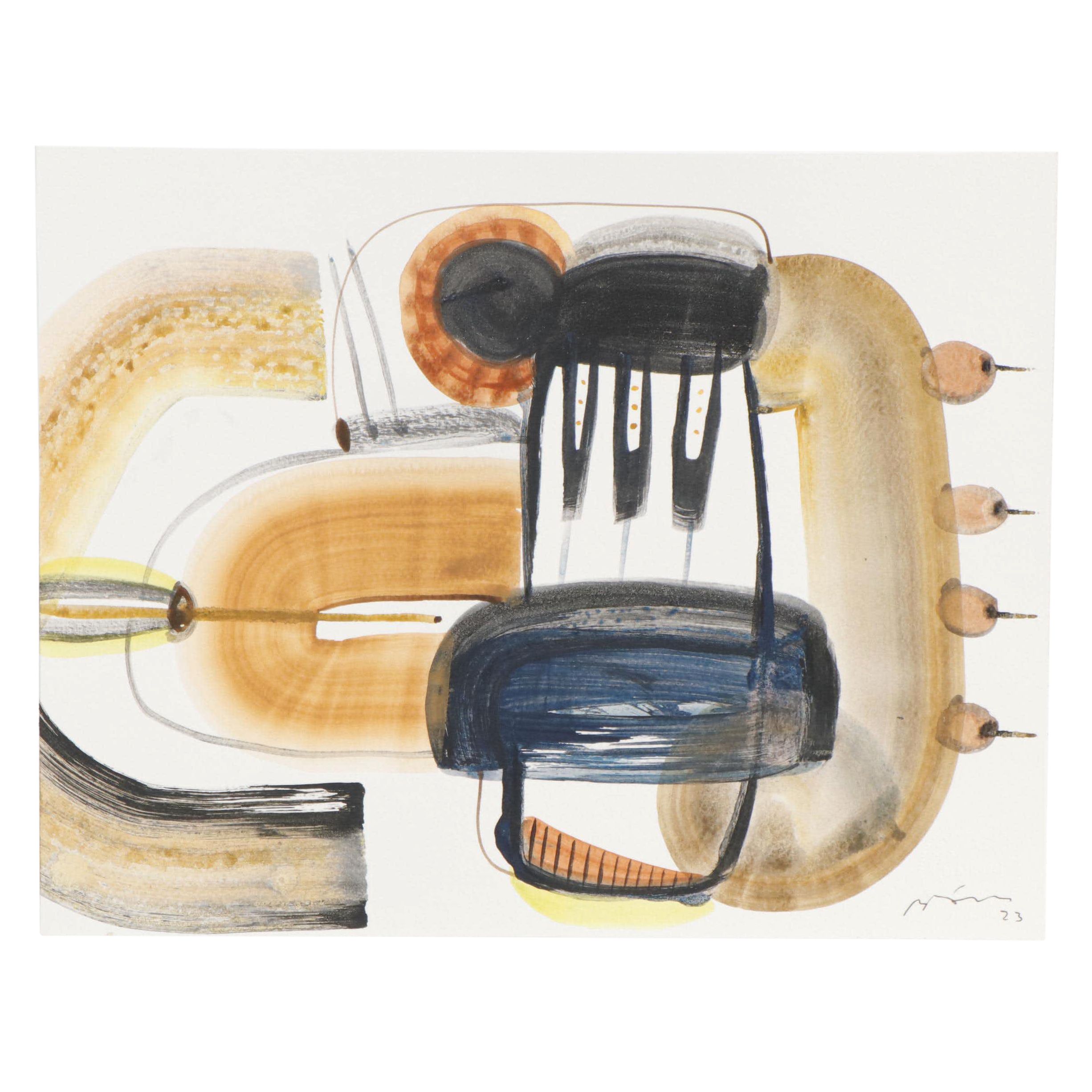 Michel Blazquez Non-Objective Mixed Media Painting