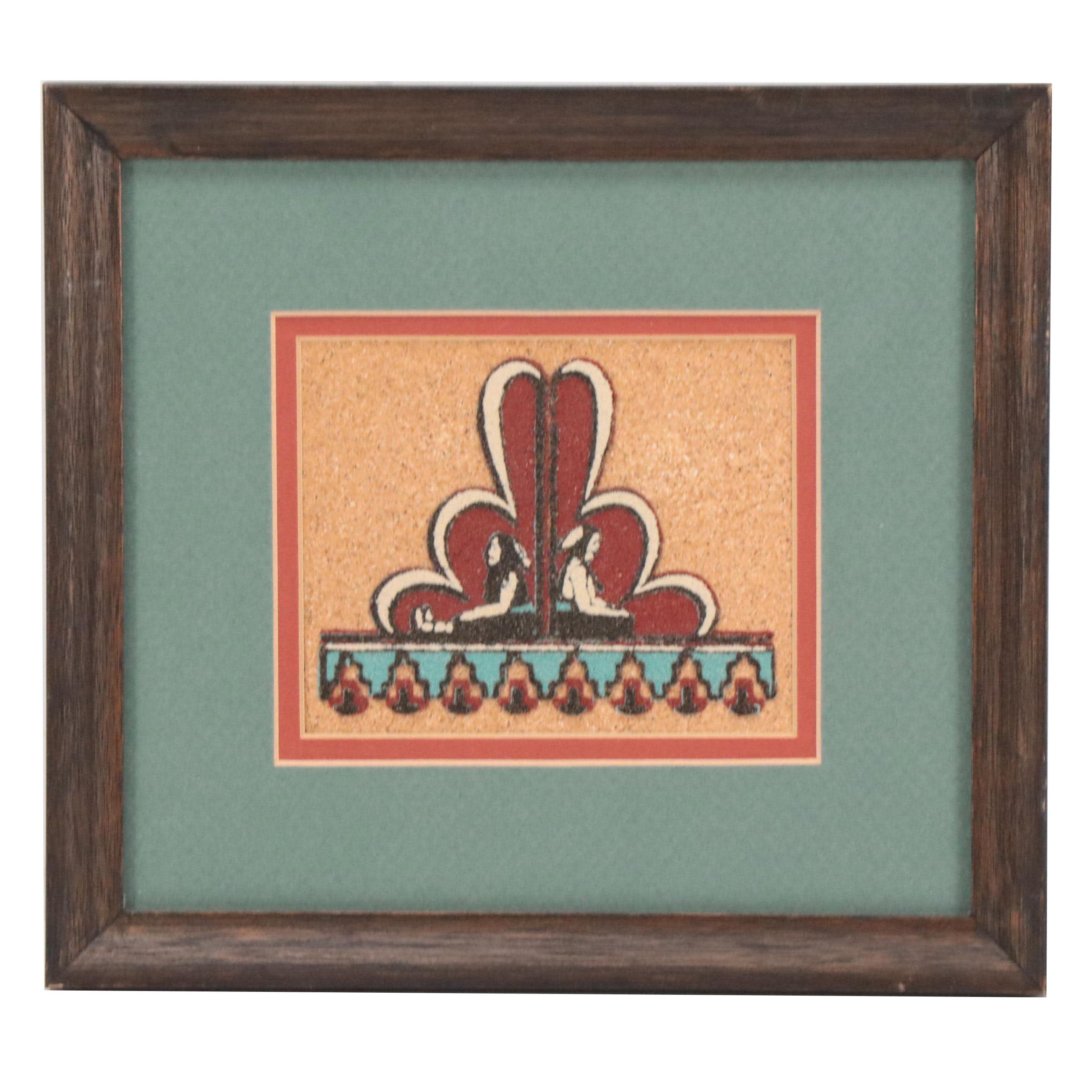 Southwestern Sand Painting of a Hopi Altar of Creation, Late 20th Century