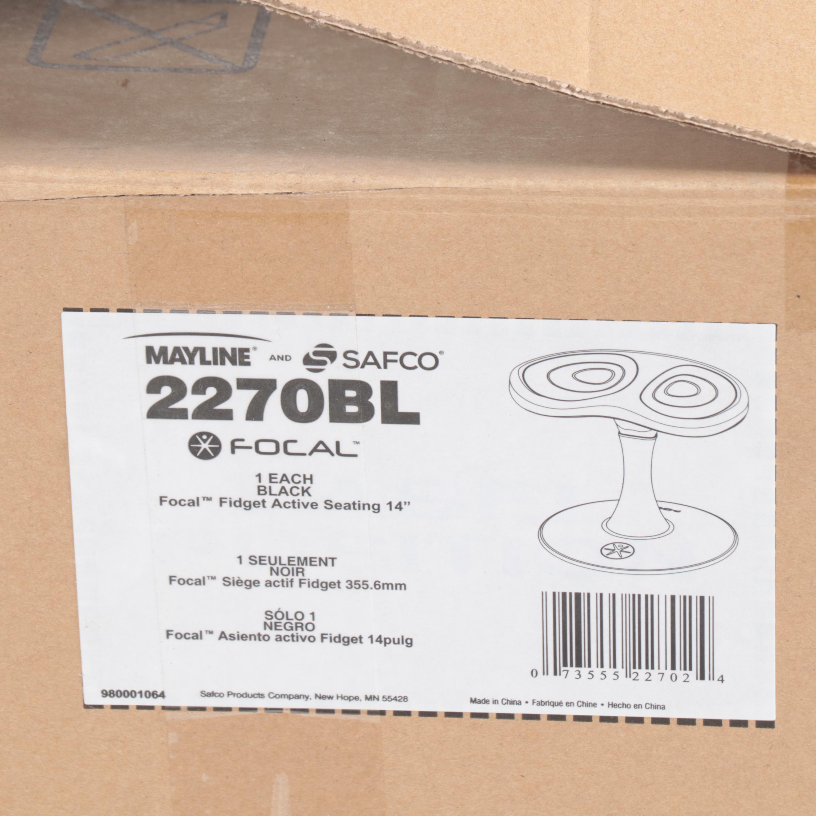 Two Mayline and Safco 14" Focal Fidget Active Seating Stools in Black