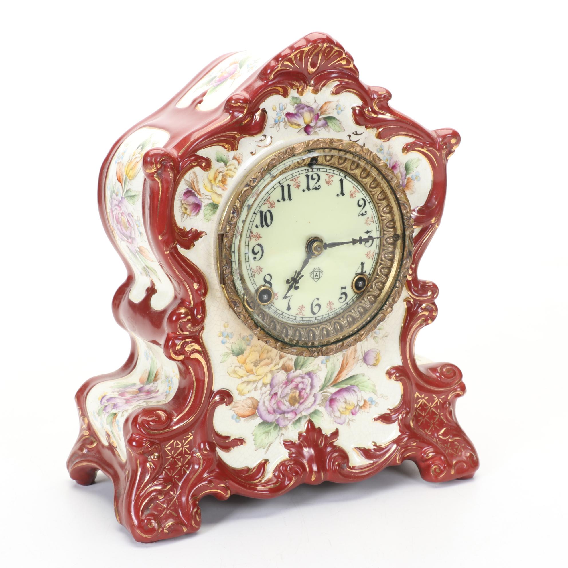 Ansonia Clock Co. "Wyoming" Porcelain Mantel Clock, Late 1800s
