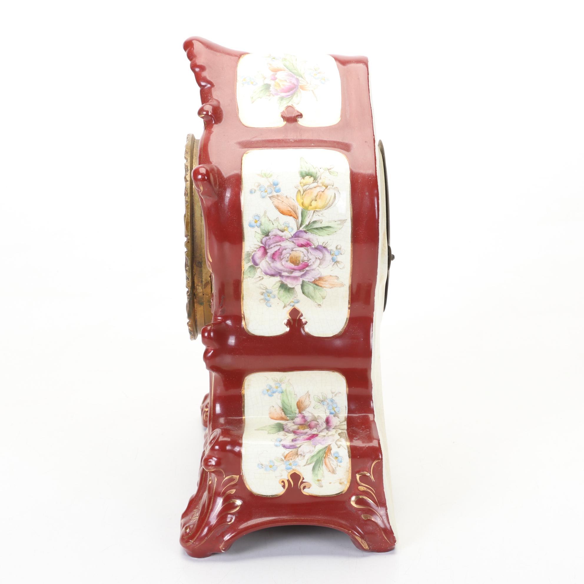 Ansonia Clock Co. "Wyoming" Porcelain Mantel Clock, Late 1800s