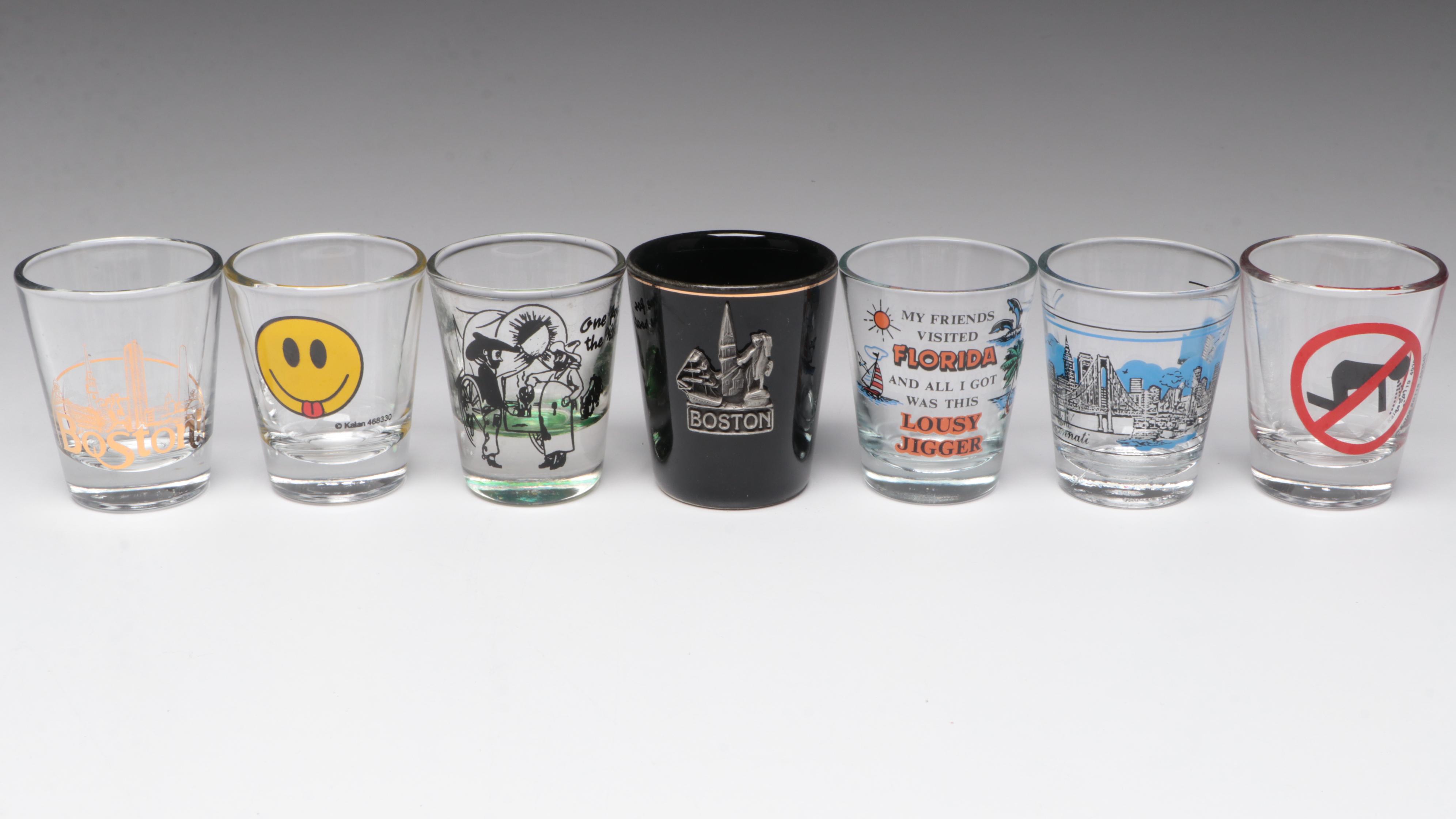 Novelty and Souvenir Shot Glasses and Ashtrays, Mid to Late 20th Century