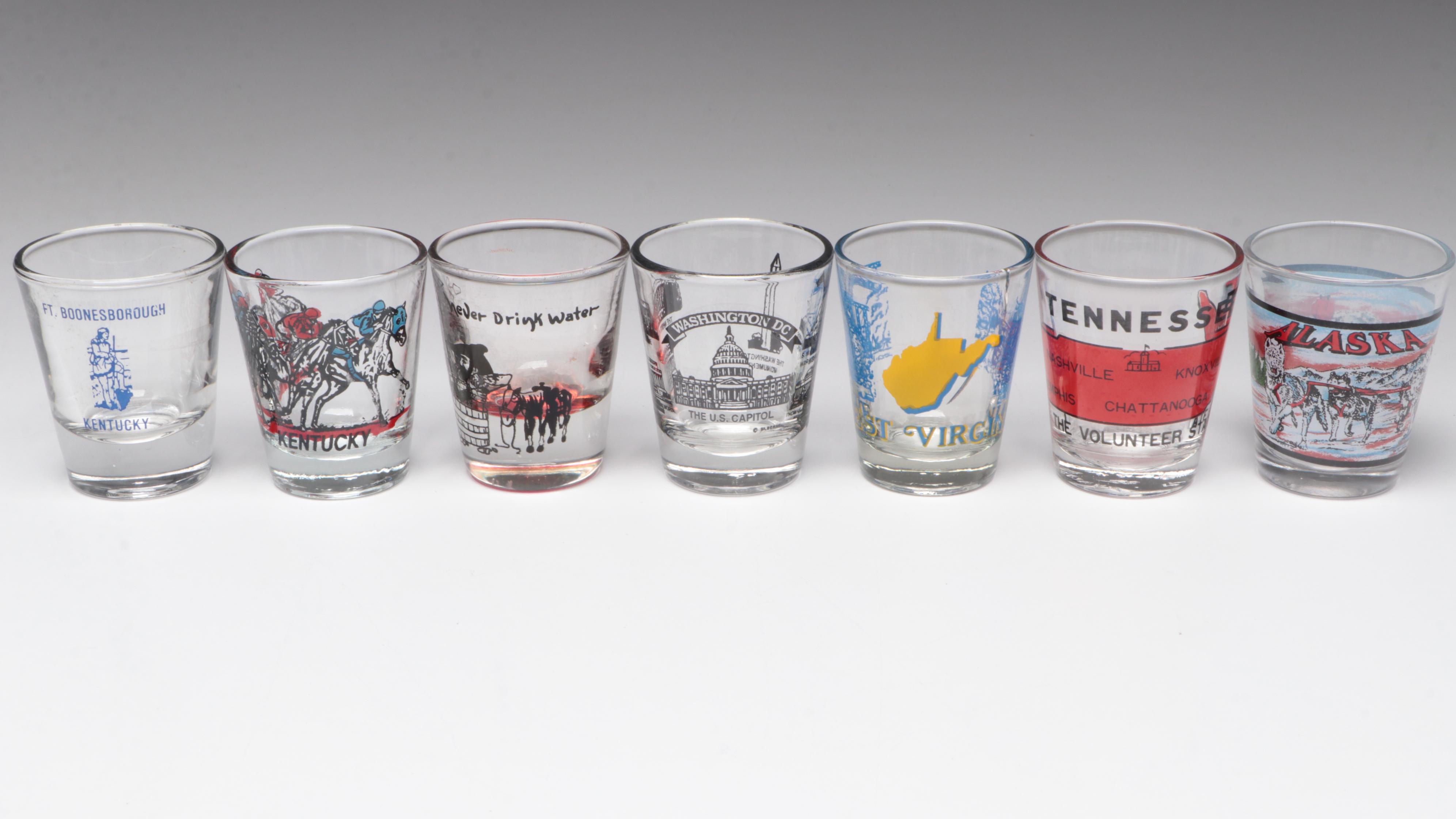 Novelty and Souvenir Shot Glasses and Ashtrays, Mid to Late 20th Century