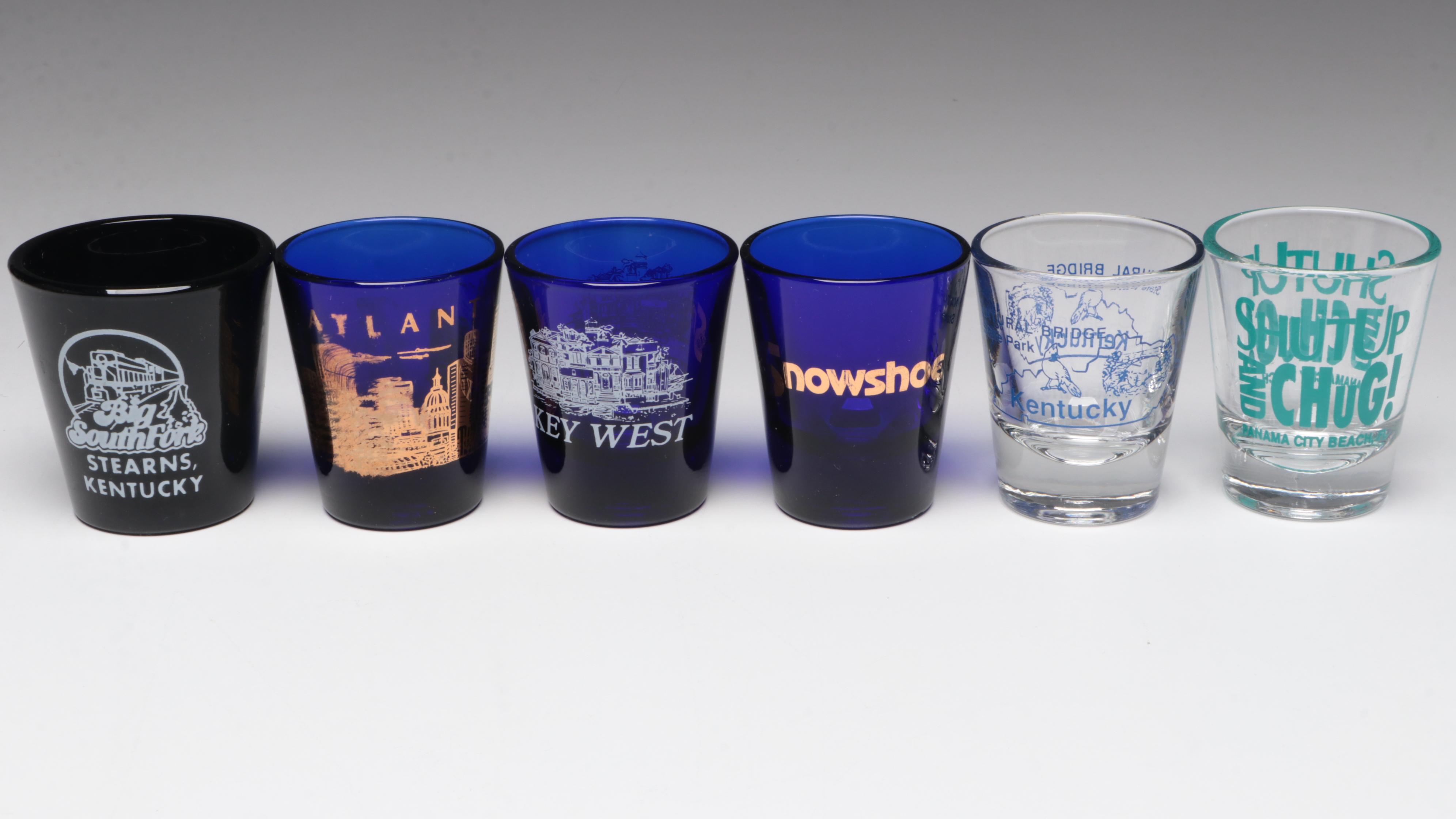 Novelty and Souvenir Shot Glasses and Ashtrays, Mid to Late 20th Century