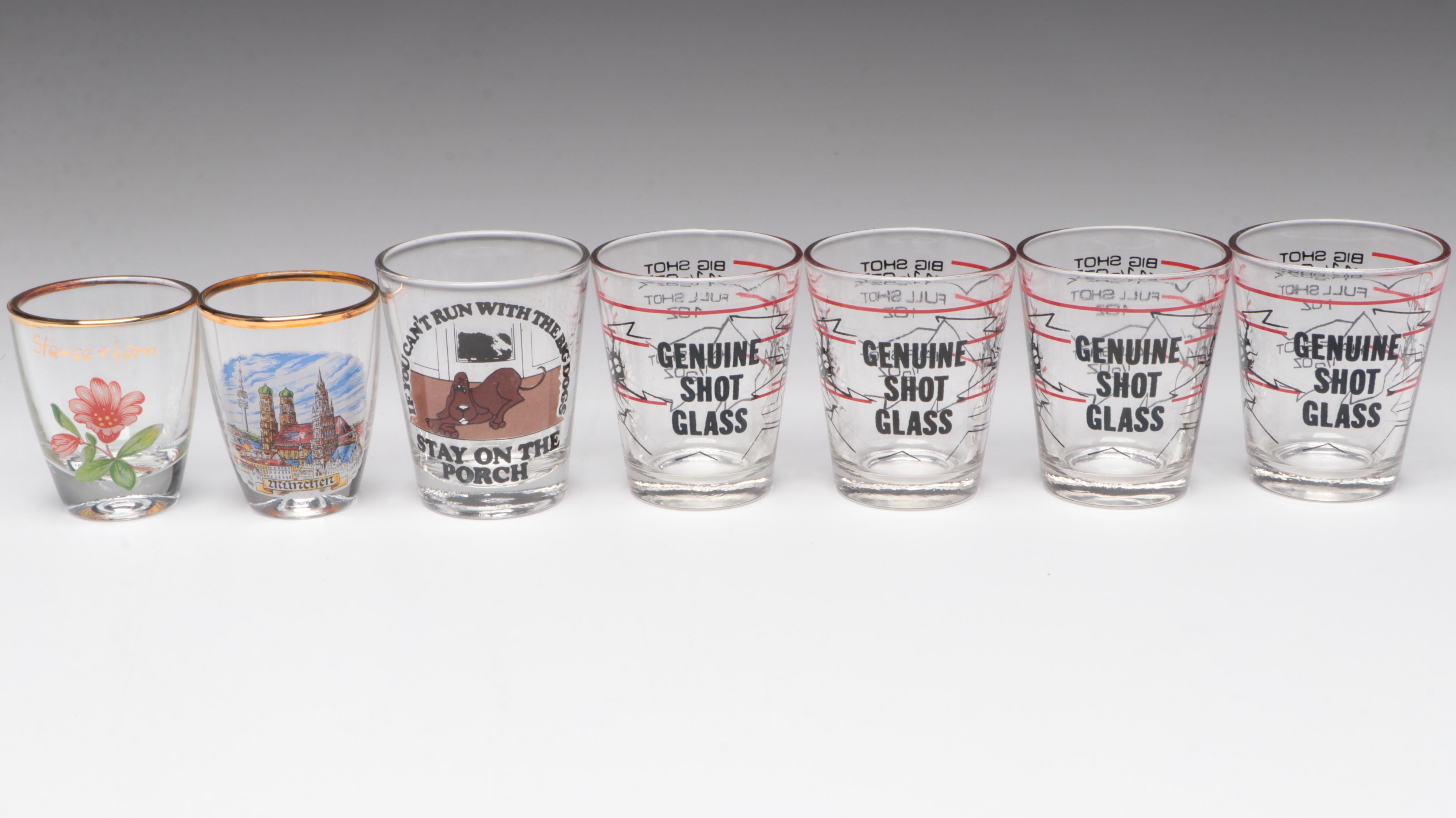 Novelty and Souvenir Shot Glasses and Ashtrays, Mid to Late 20th Century