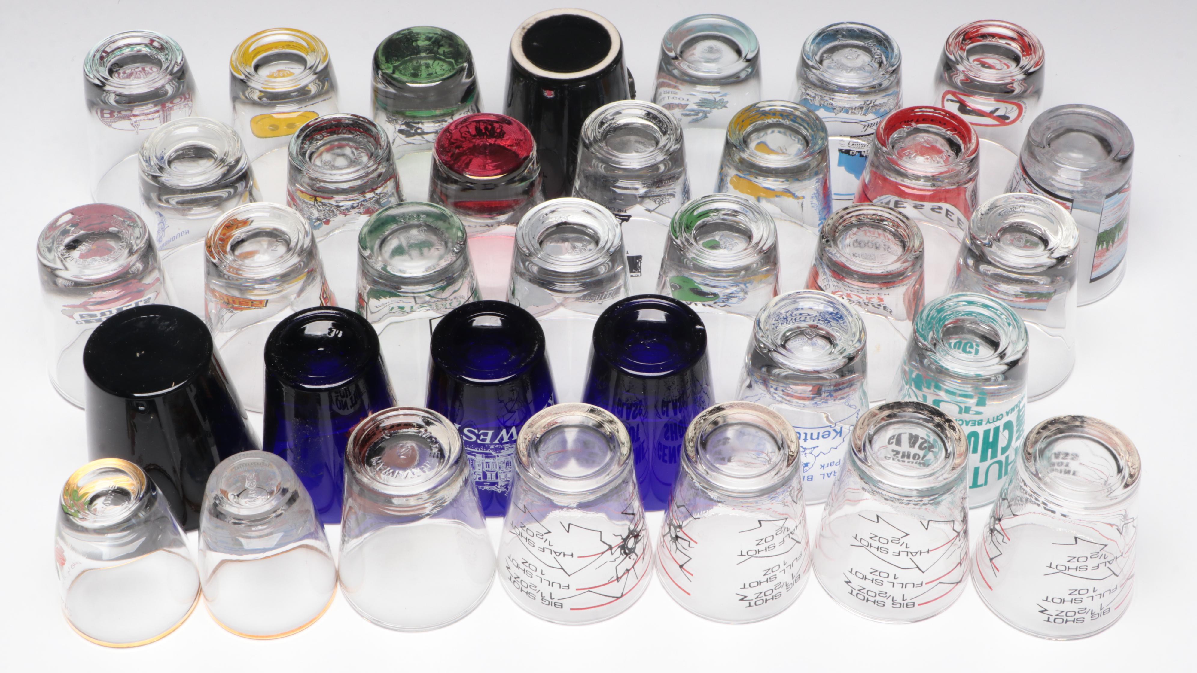 Novelty and Souvenir Shot Glasses and Ashtrays, Mid to Late 20th Century