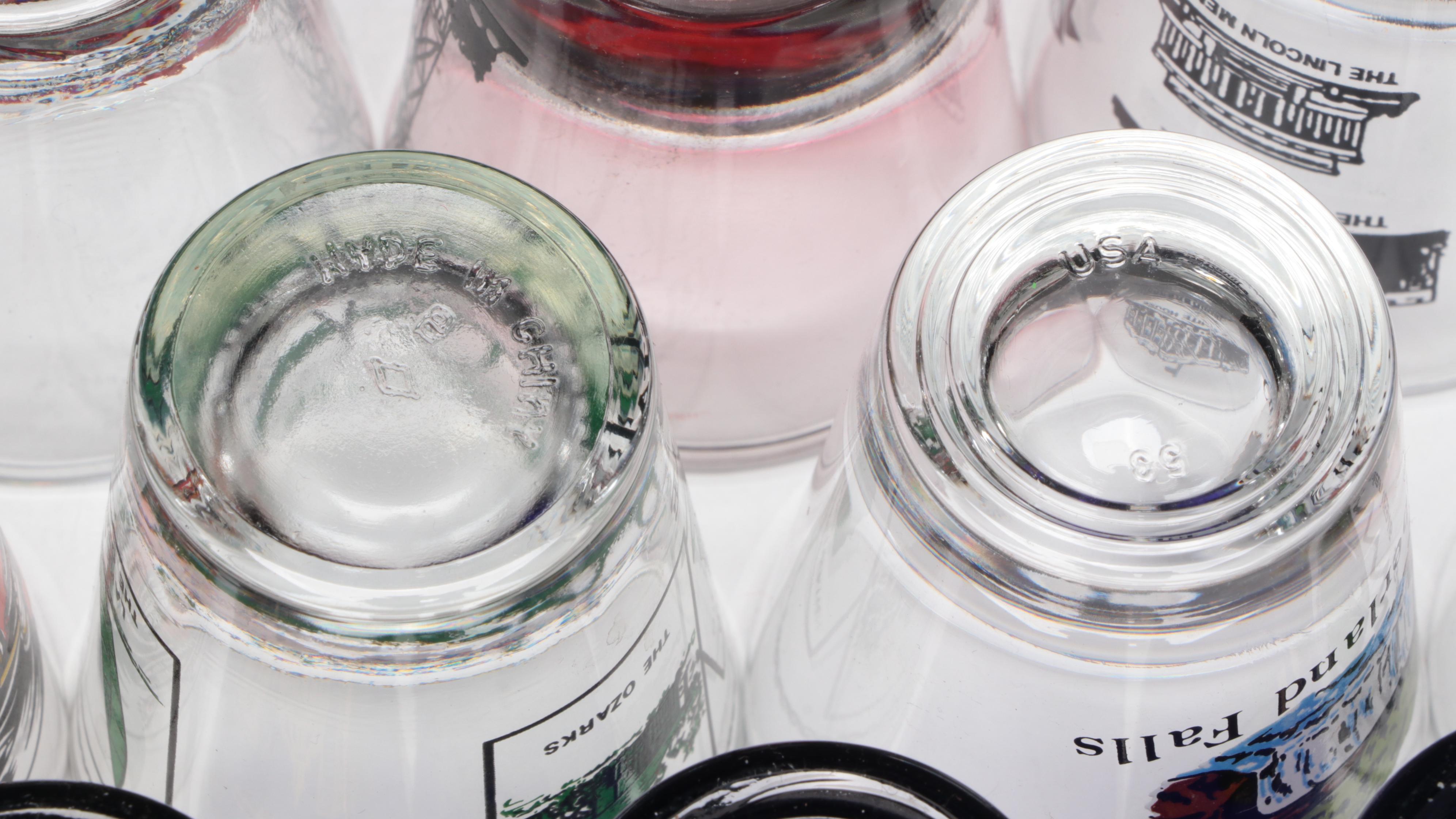 Novelty and Souvenir Shot Glasses and Ashtrays, Mid to Late 20th Century