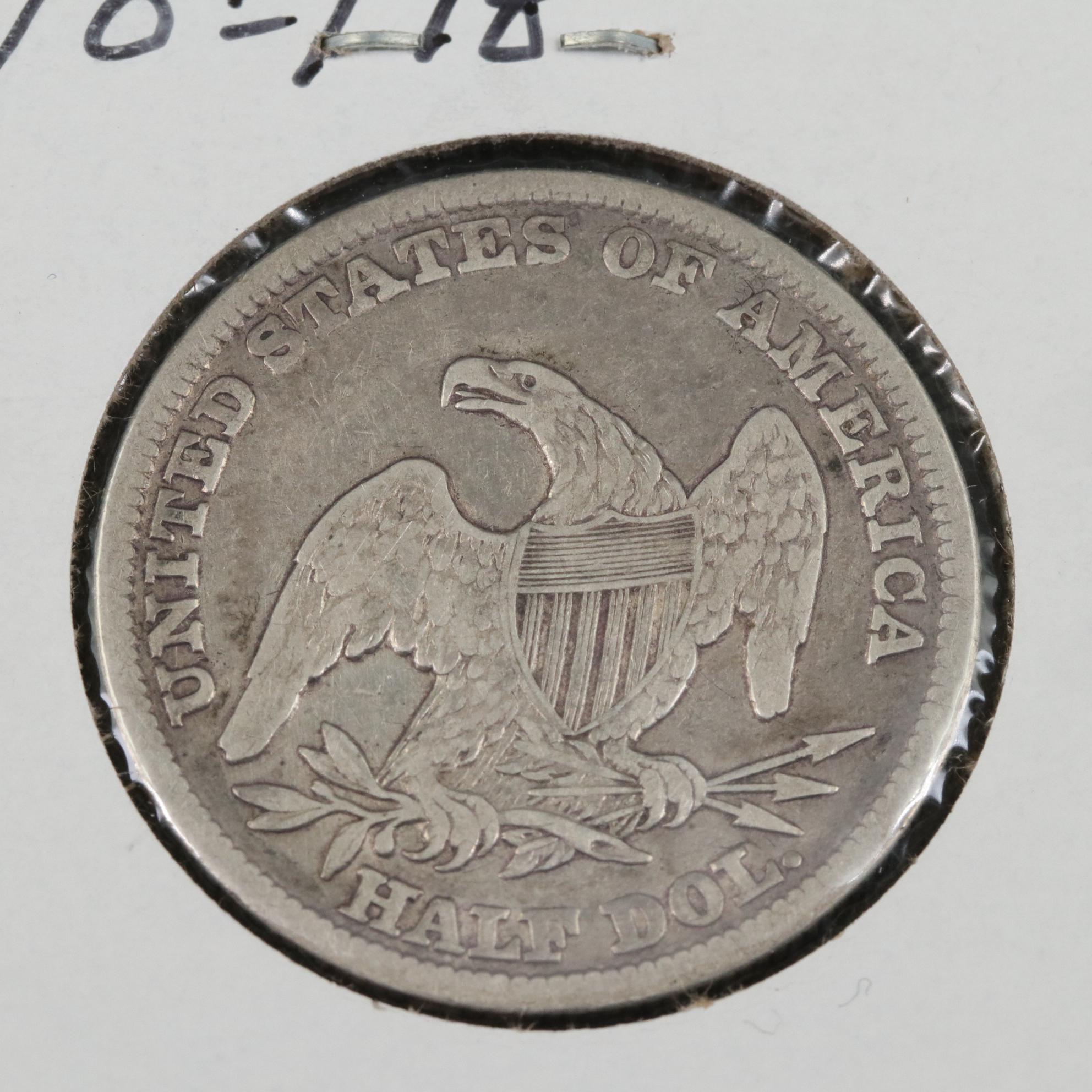 1839 Reeded Edge Capped Bust Silver Half Dollar