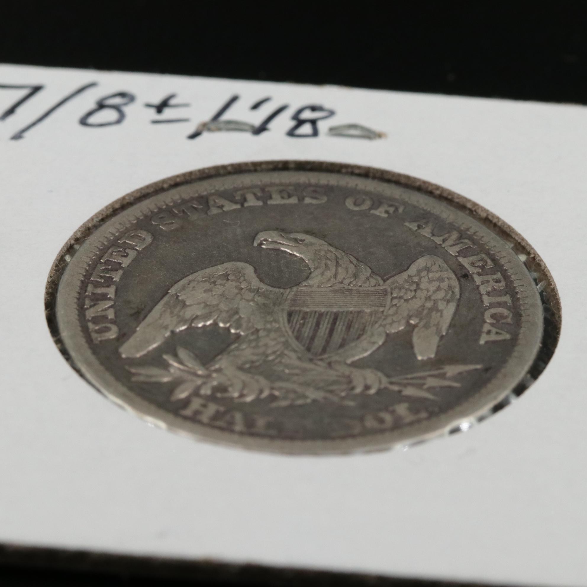 1839 Reeded Edge Capped Bust Silver Half Dollar