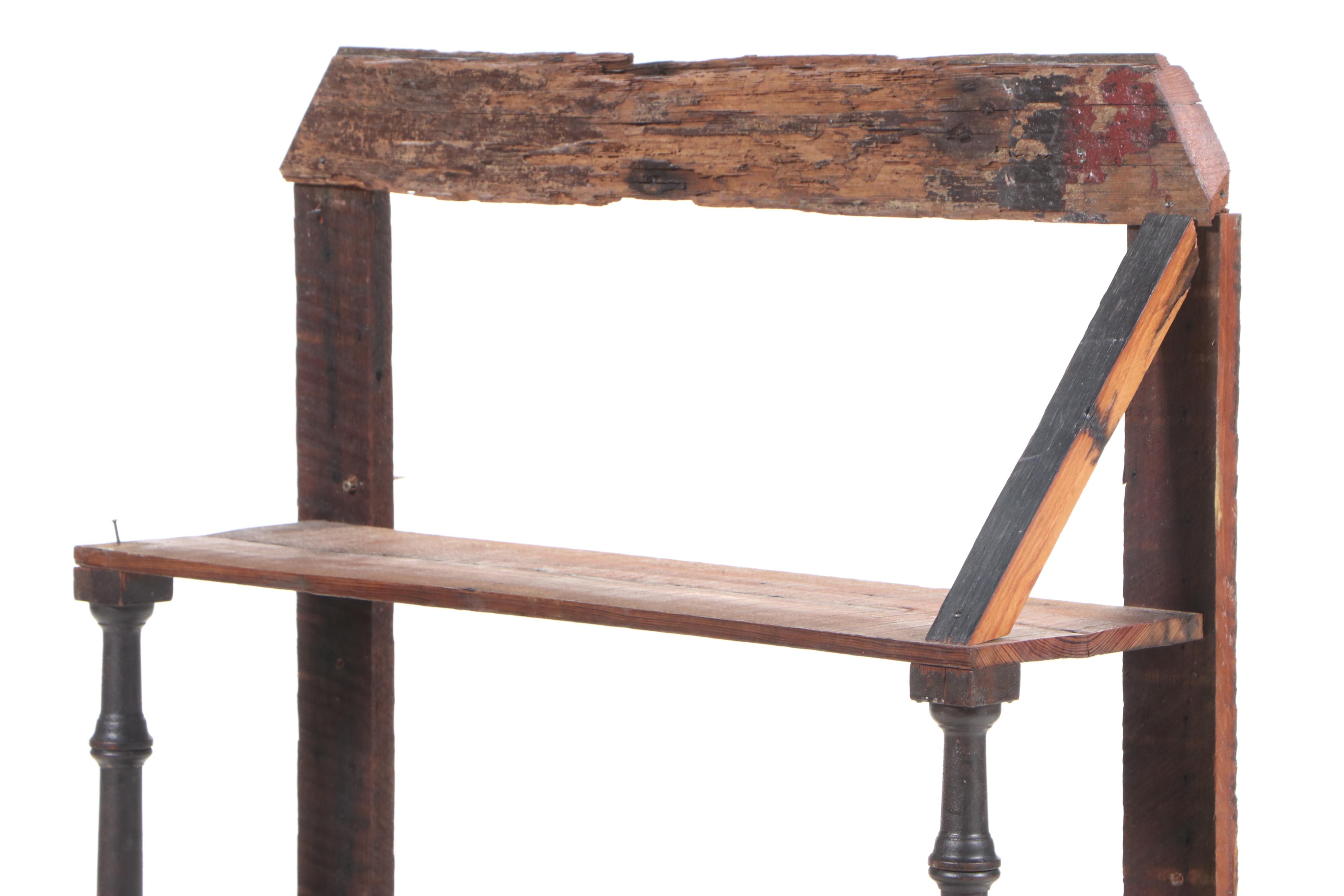 Rustic Reclaimed Wood Three-Tier Shelving Unit