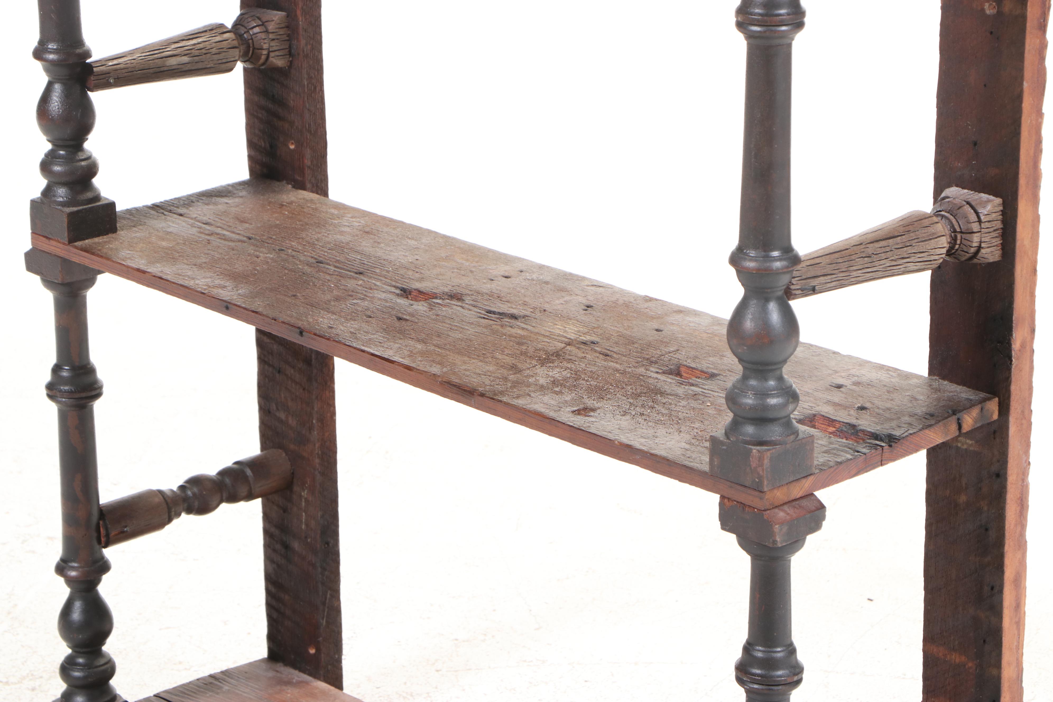 Rustic Reclaimed Wood Three-Tier Shelving Unit