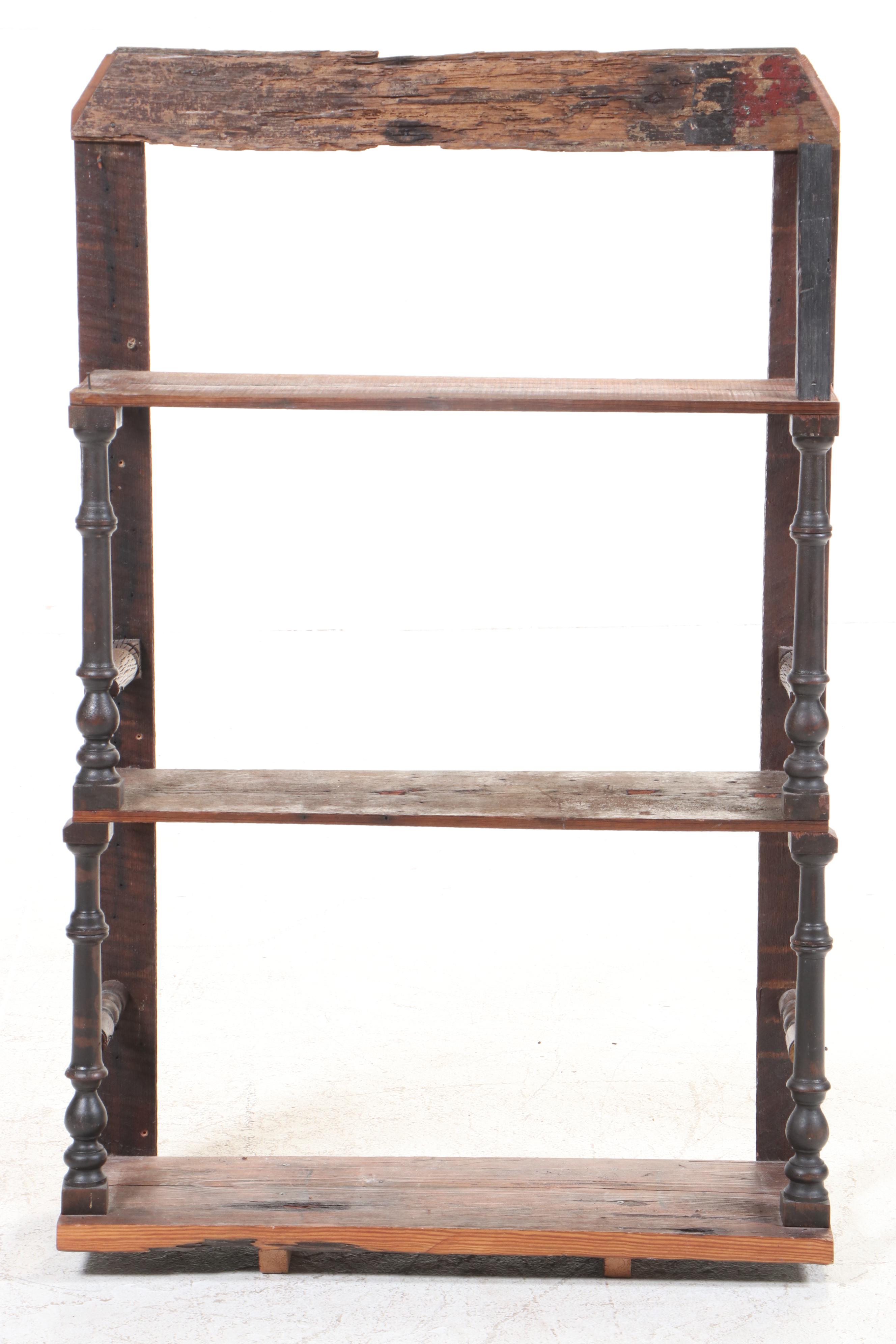 Rustic Reclaimed Wood Three-Tier Shelving Unit