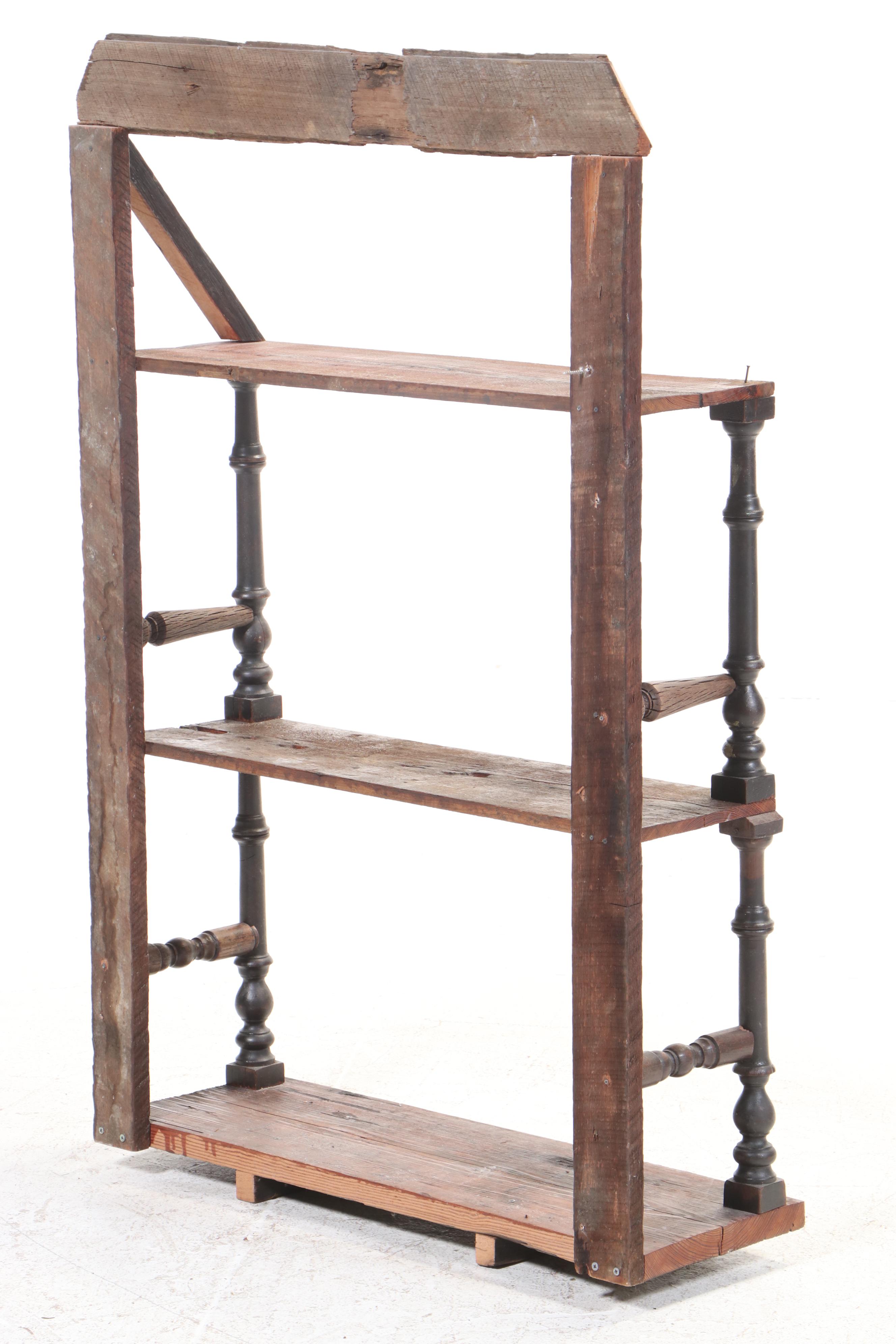 Rustic Reclaimed Wood Three-Tier Shelving Unit