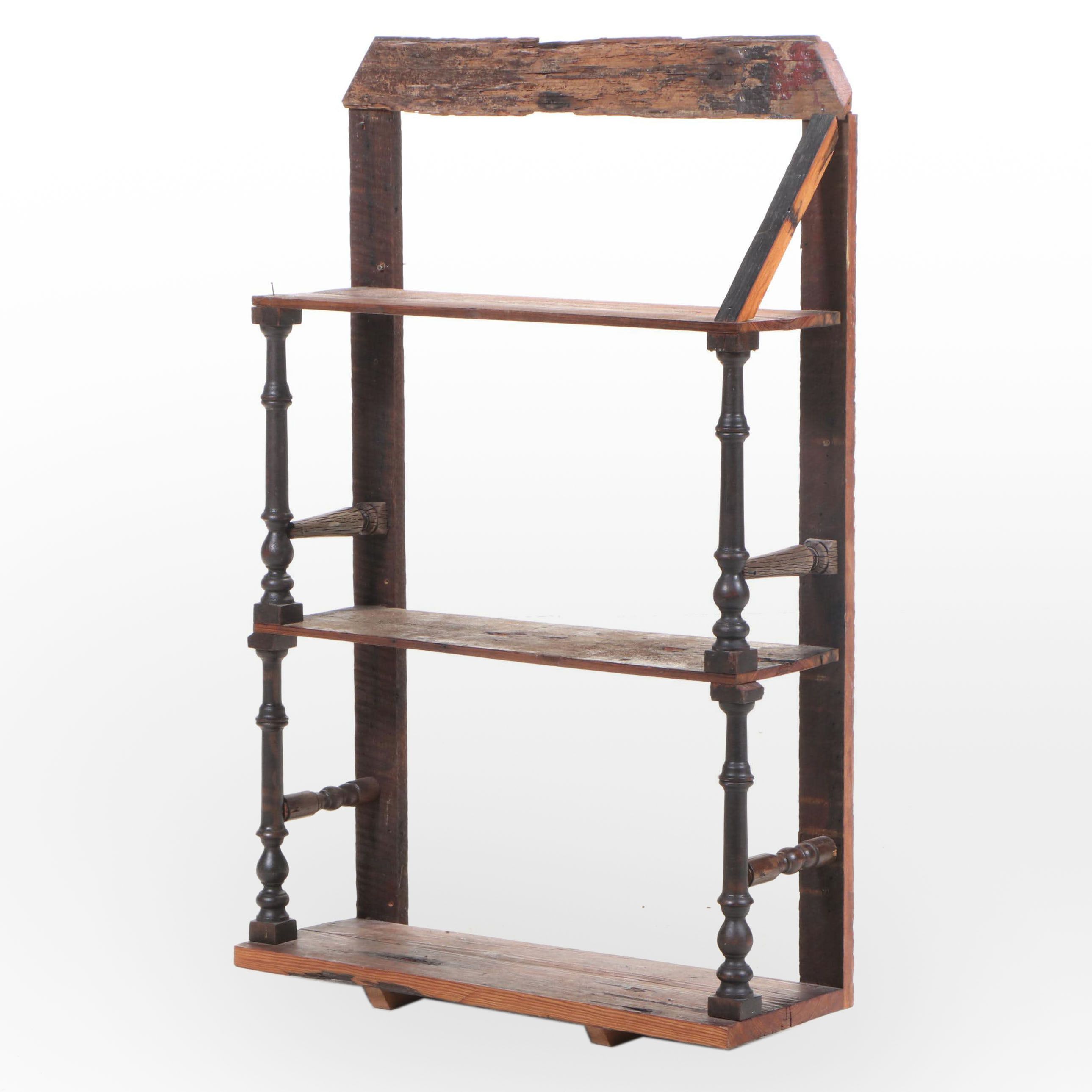 Rustic Reclaimed Wood Three-Tier Shelving Unit