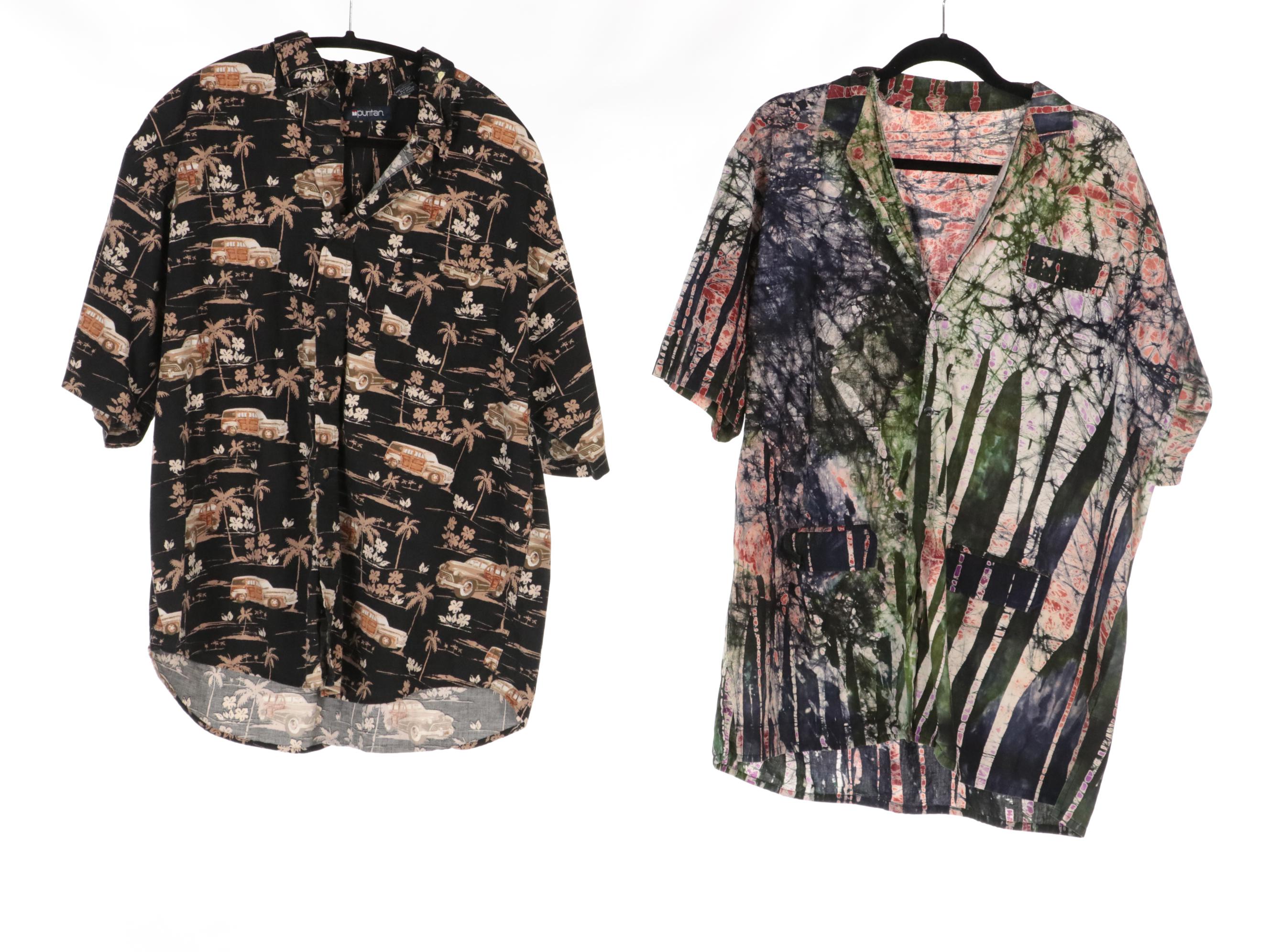 Men's Printed, Batik, and Hawaiian Style Button-Up Shirts