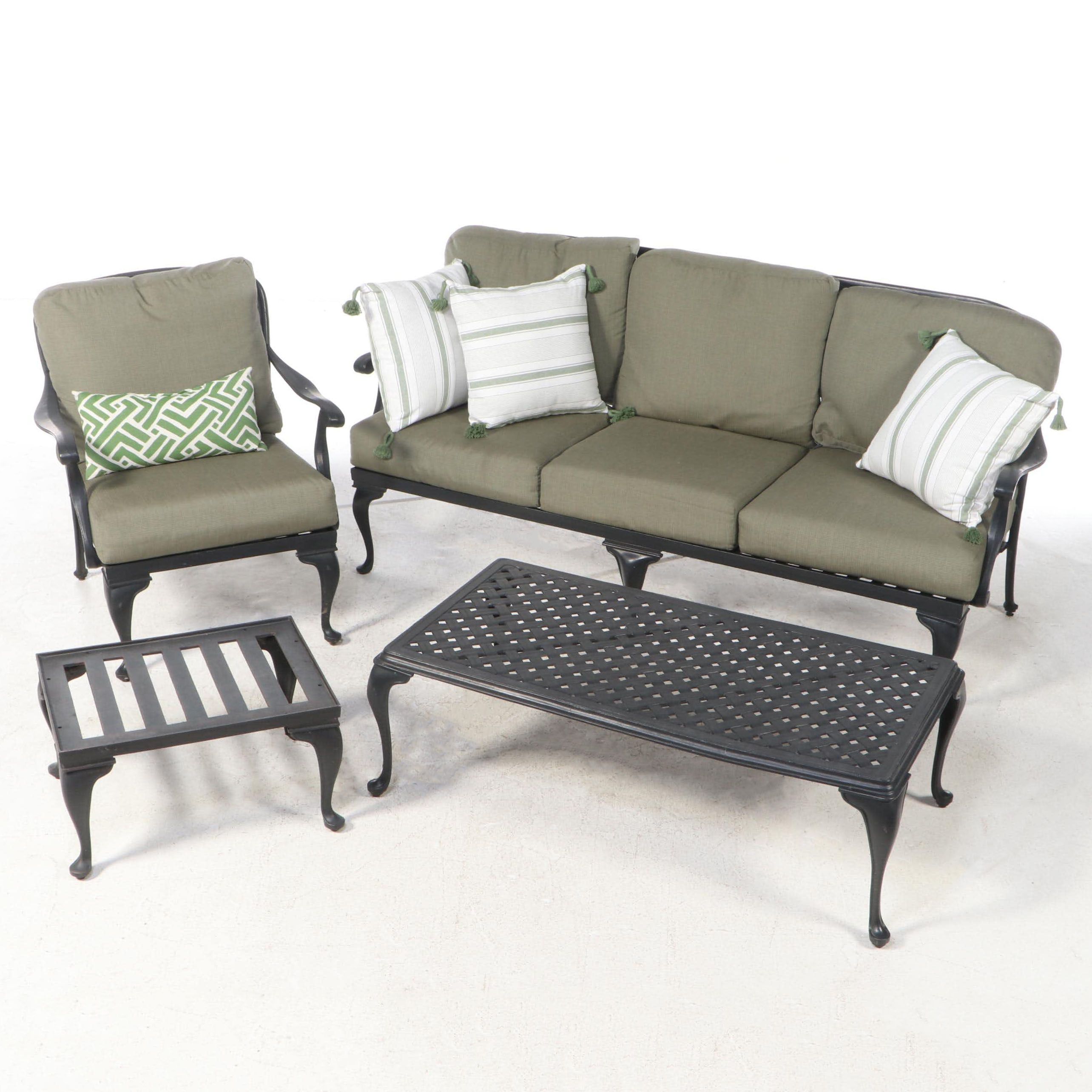 Contemporary Cast Aluminum Patio Lounge Seating Set