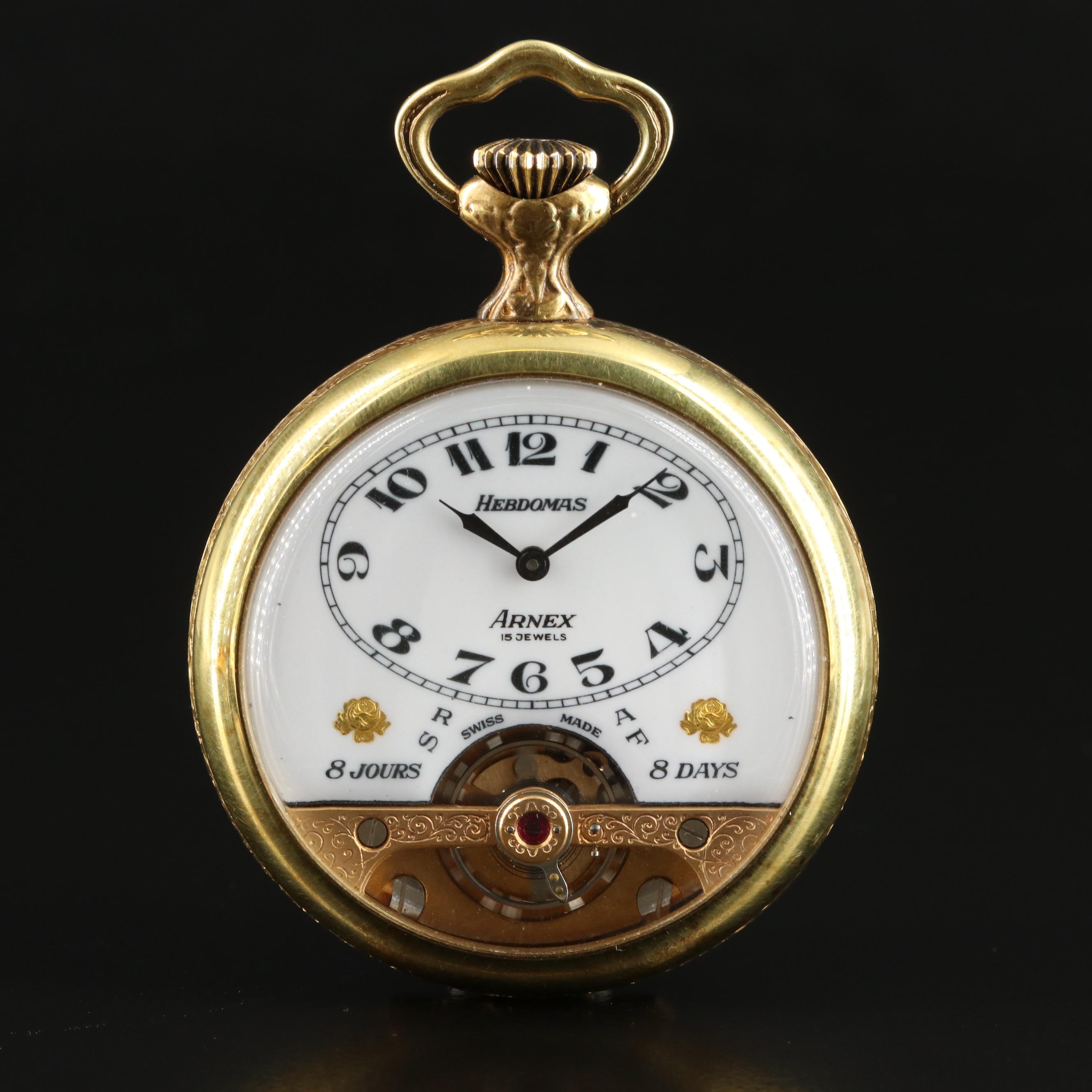 Hebdomas, Arnex 8 Days Exposed Balance Pocket Watch