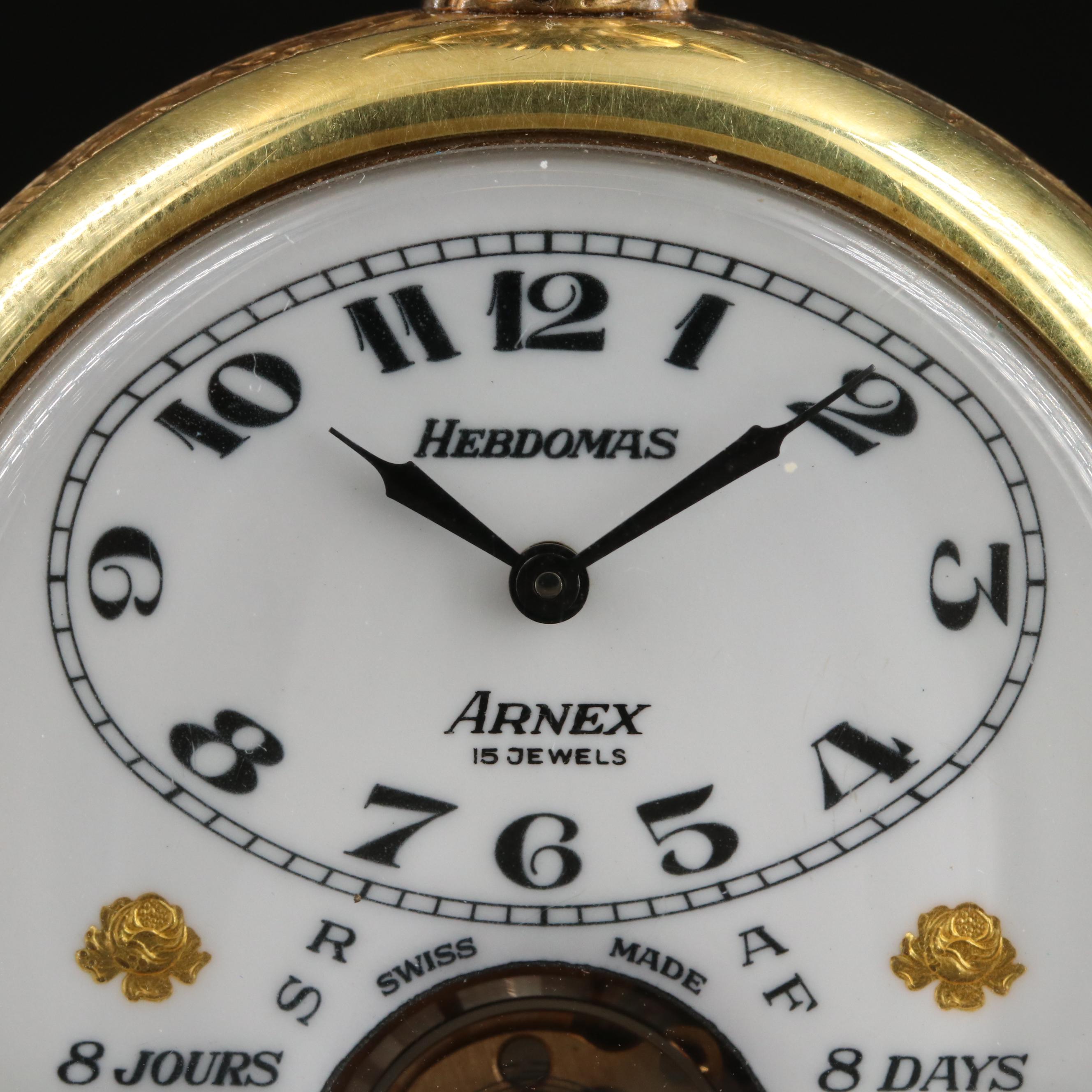 Hebdomas, Arnex 8 Days Exposed Balance Pocket Watch