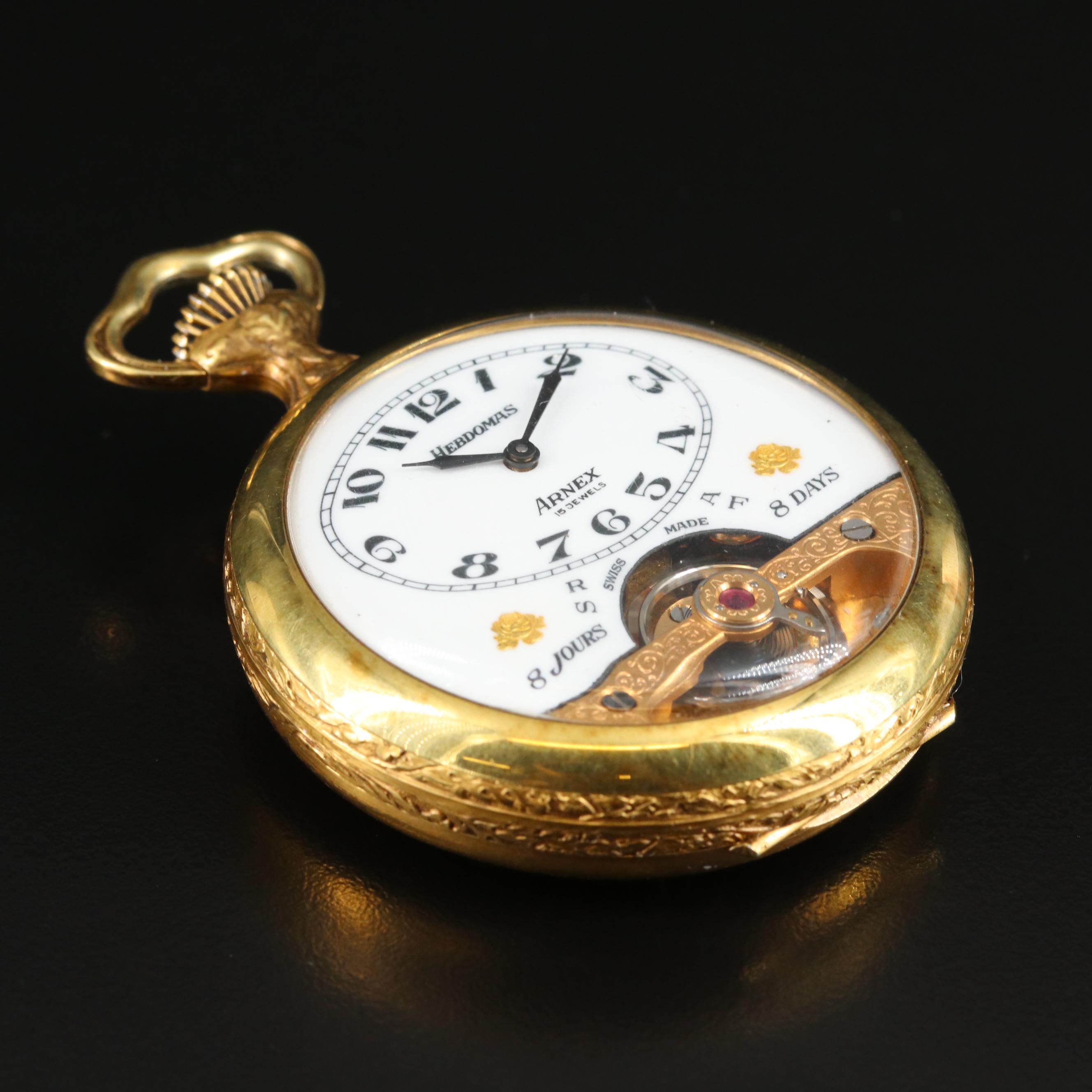 Hebdomas, Arnex 8 Days Exposed Balance Pocket Watch