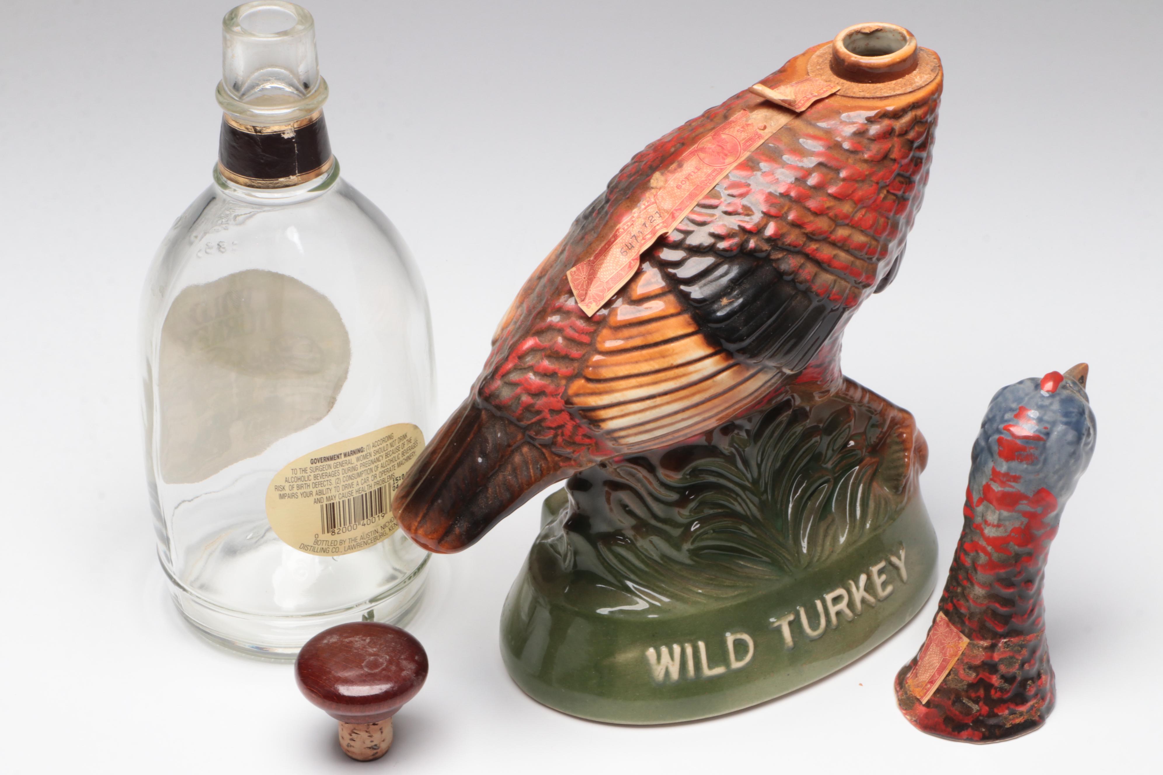 Wild Turkey Bourbon Decanter, Bottle and Glasses
