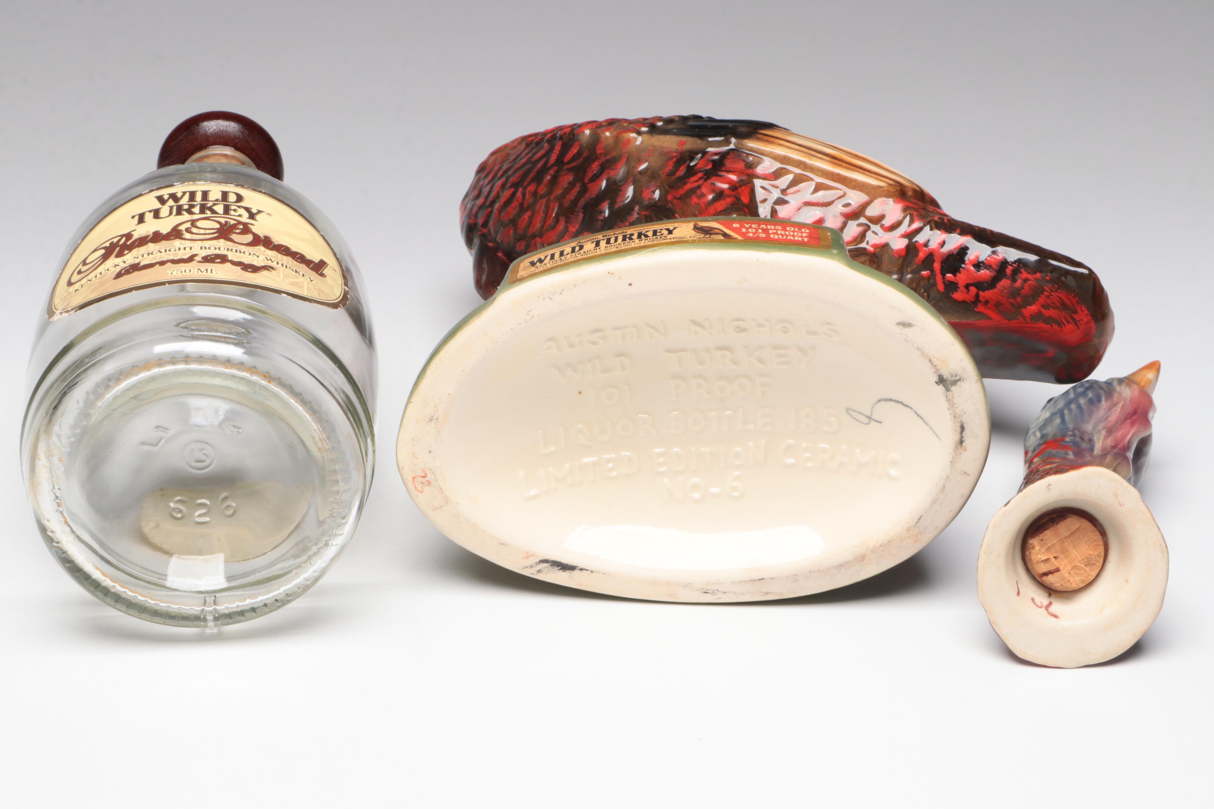 Wild Turkey Bourbon Decanter, Bottle and Glasses