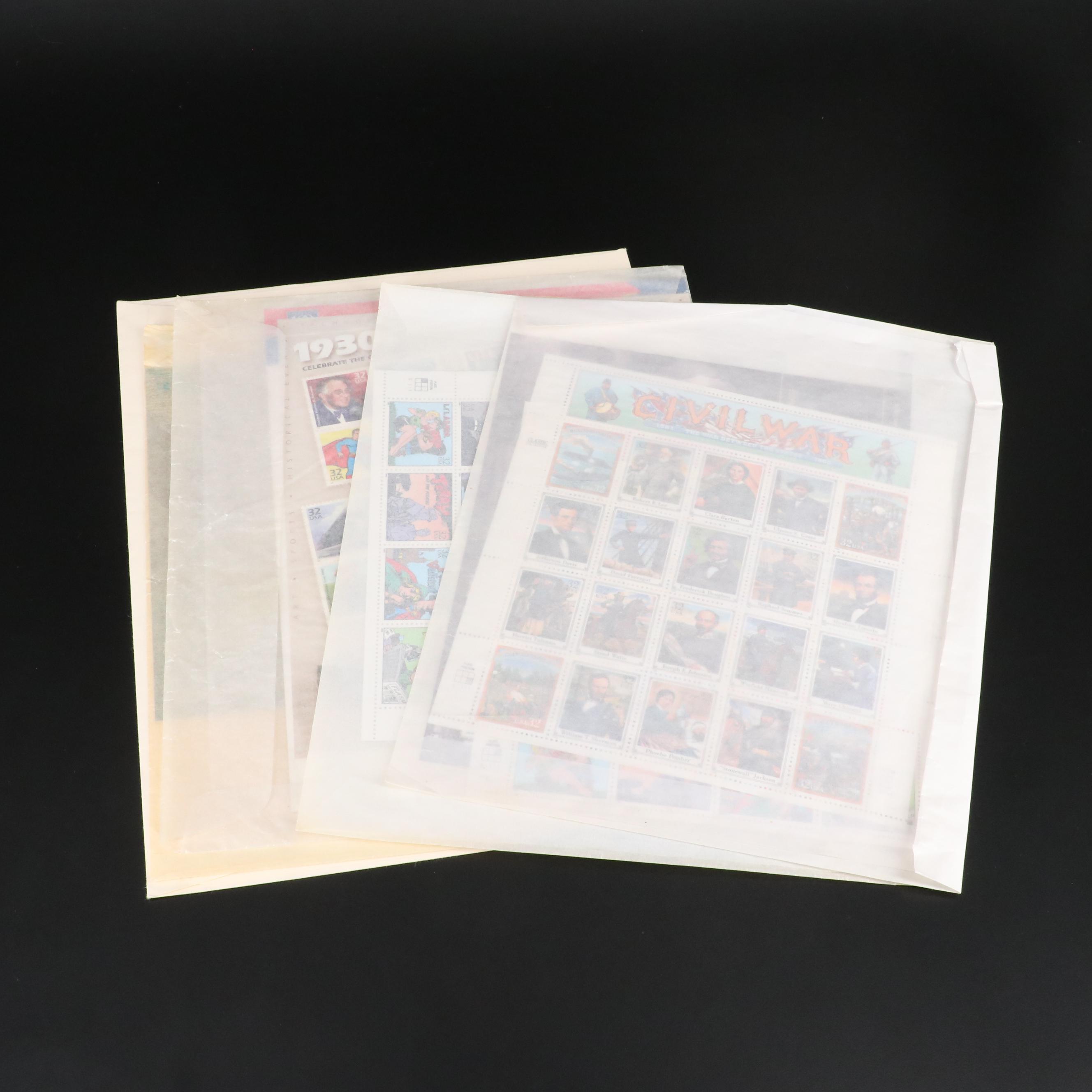 Group of U.S. Postage Stamp Sheets, Over $400 in Face Value