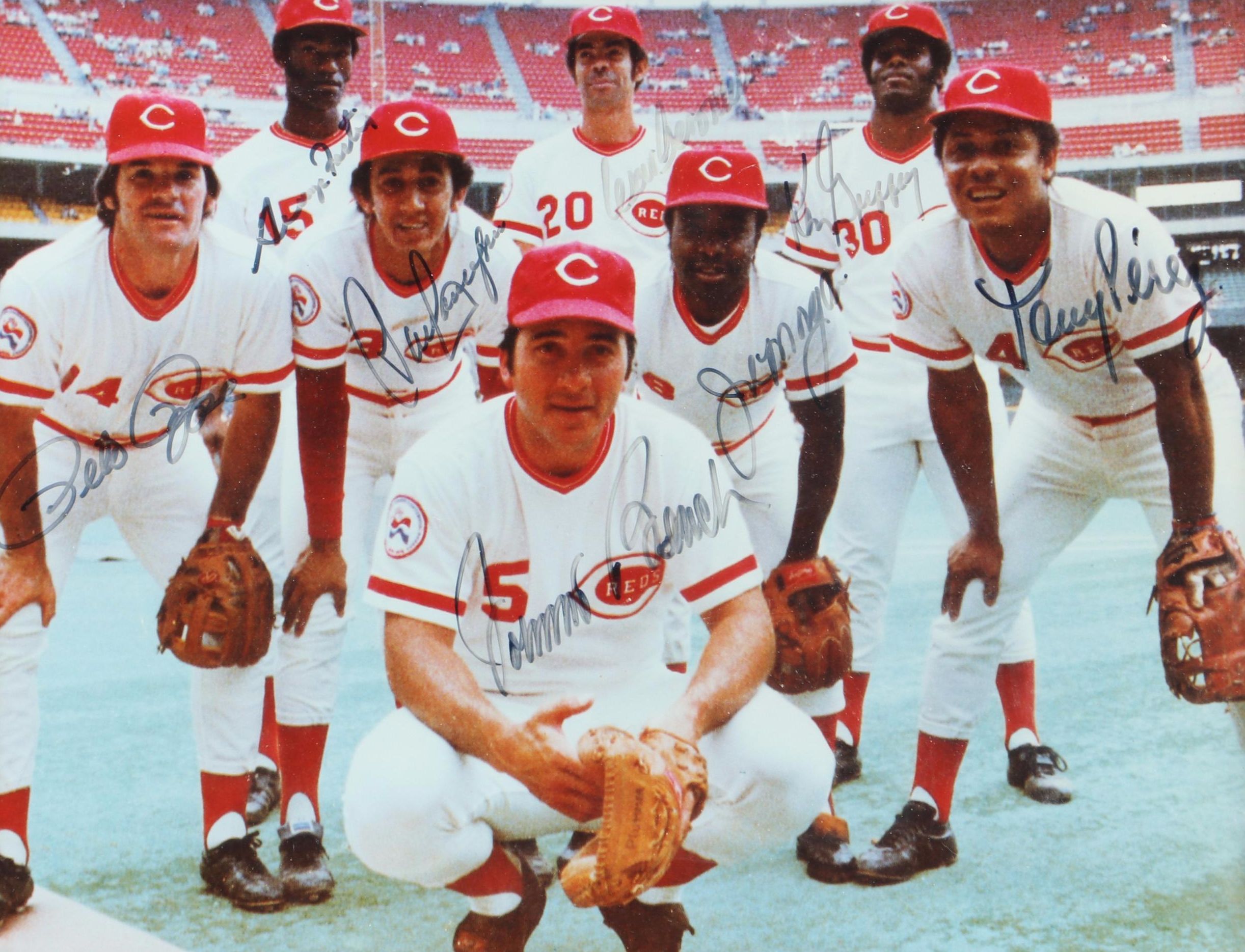 Cincinnati Reds "The Great 8" Signed Print Featuring Pete Rose, and Johnny Bench
