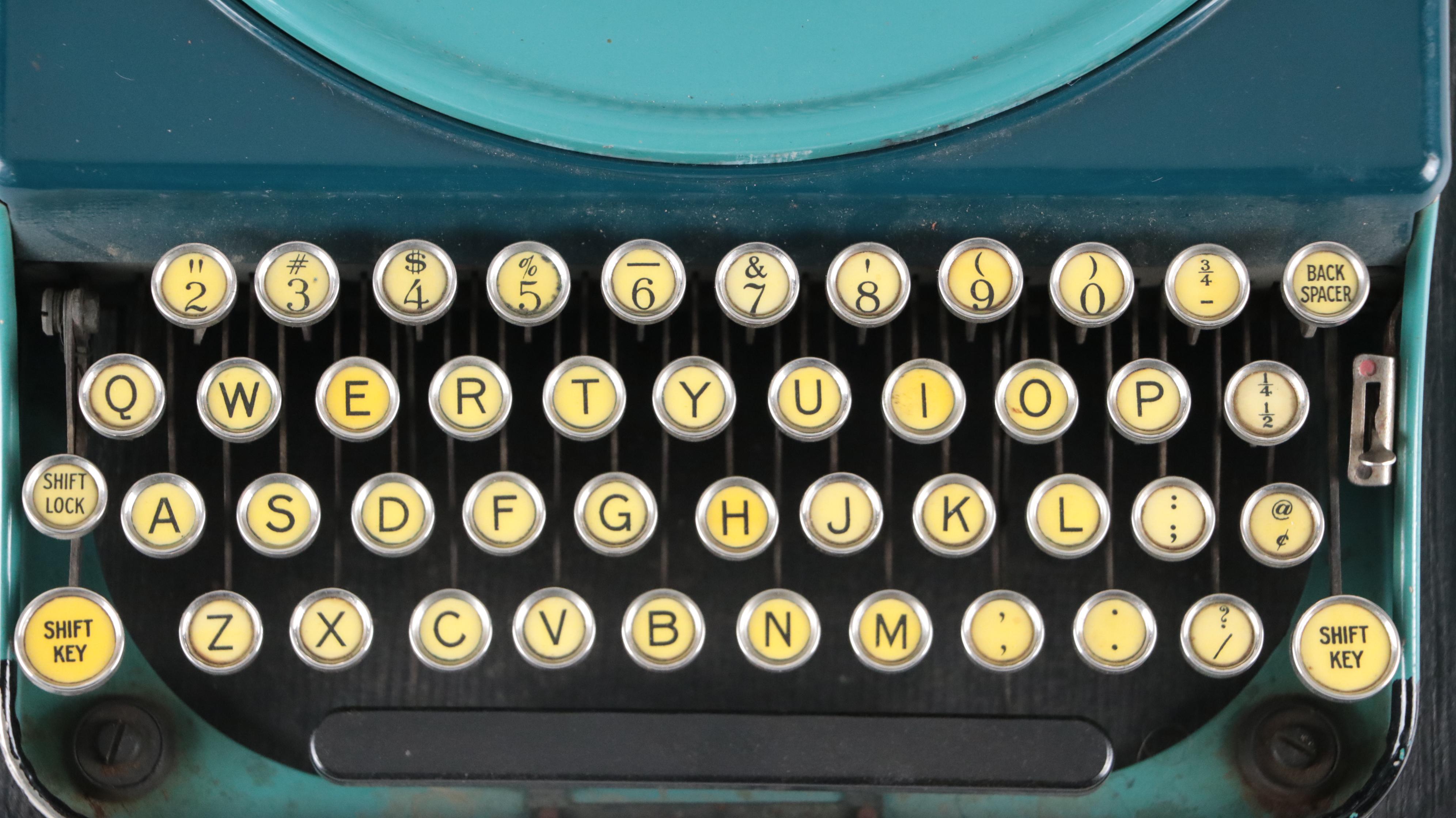 Remington Two Tone Enamel Portable Typewriter, Early 20th Century