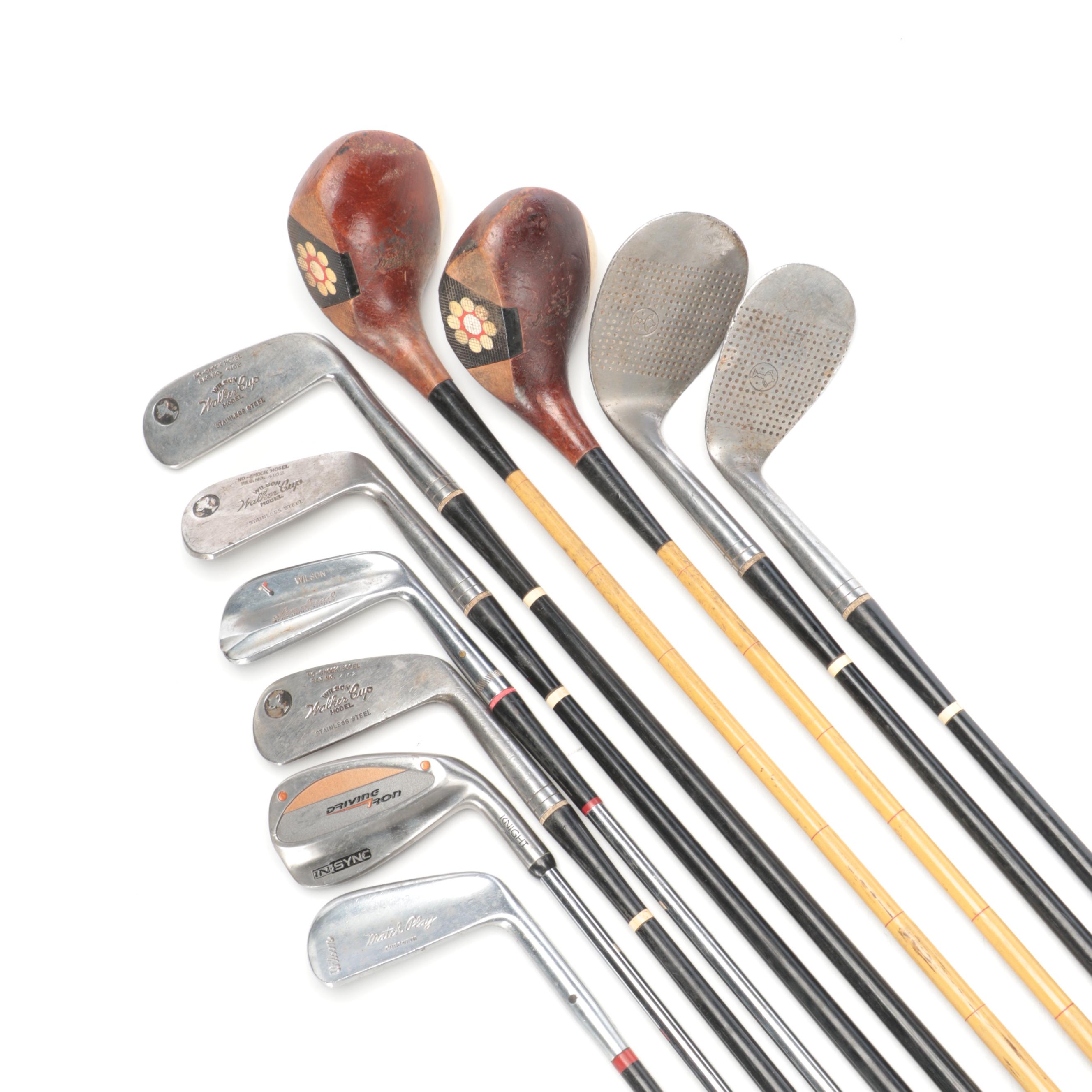 Wilson Irons, Custom Built Woods and Vintage Leather Golf Bag