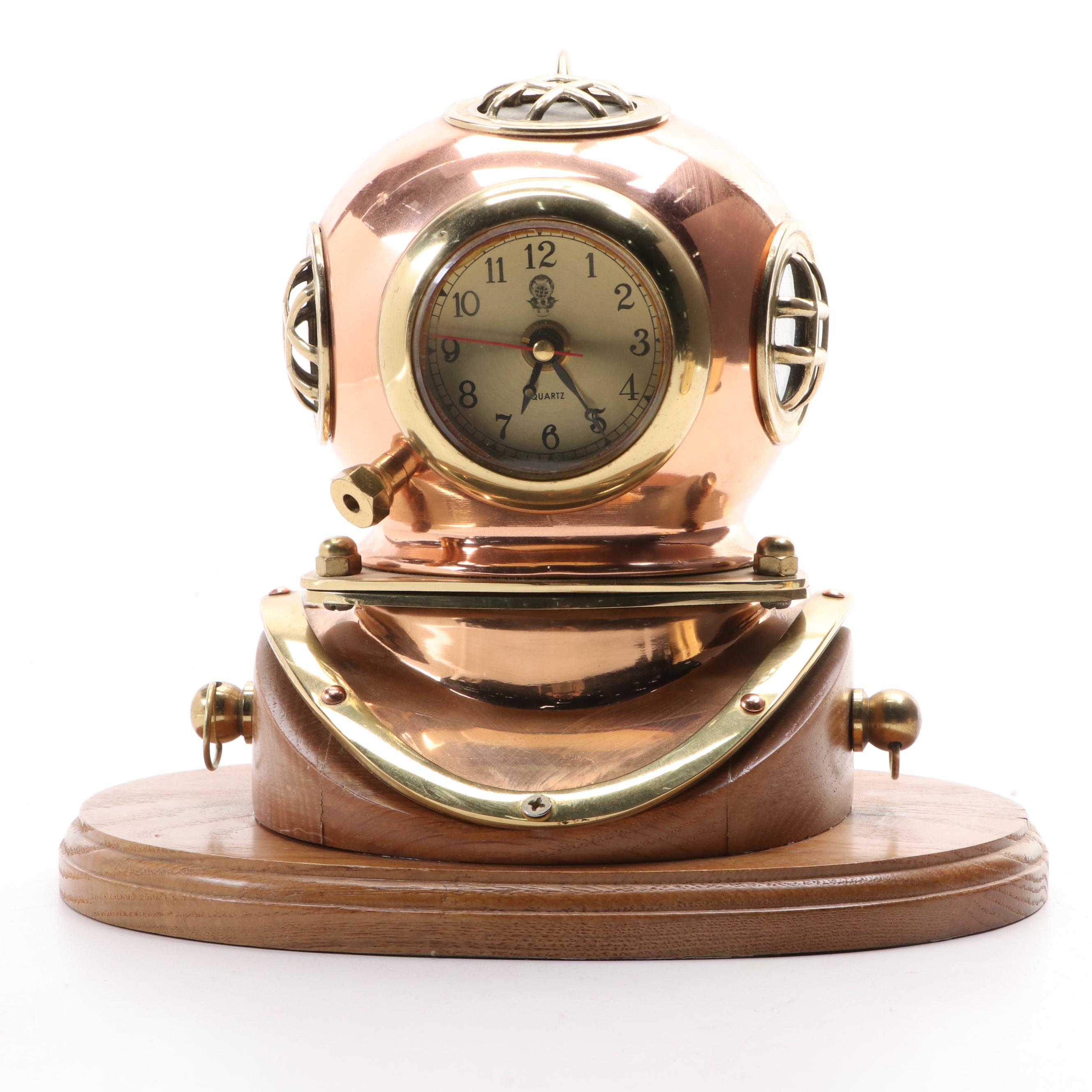 Howard Miller Brass Nautical and Other Mixed Metal Diving Helmet Clocks