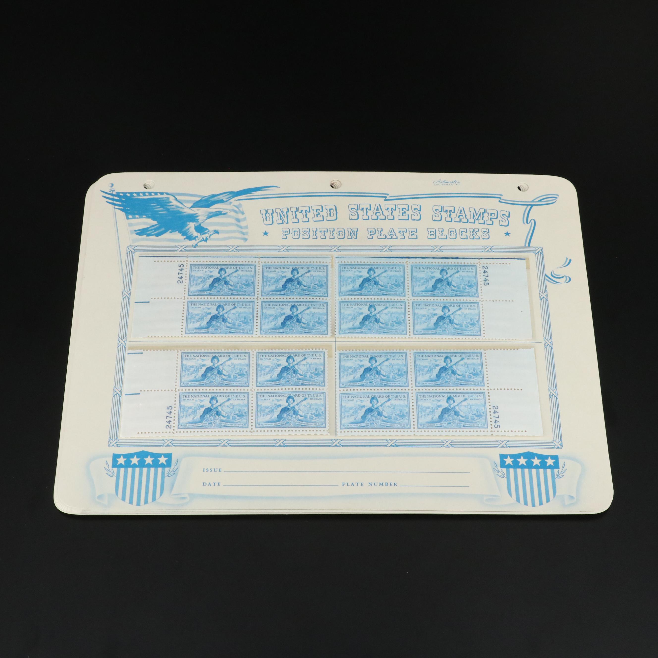 Large Collection of Vintage U.S. 3-Cent Postage Stamp Plate Blocks