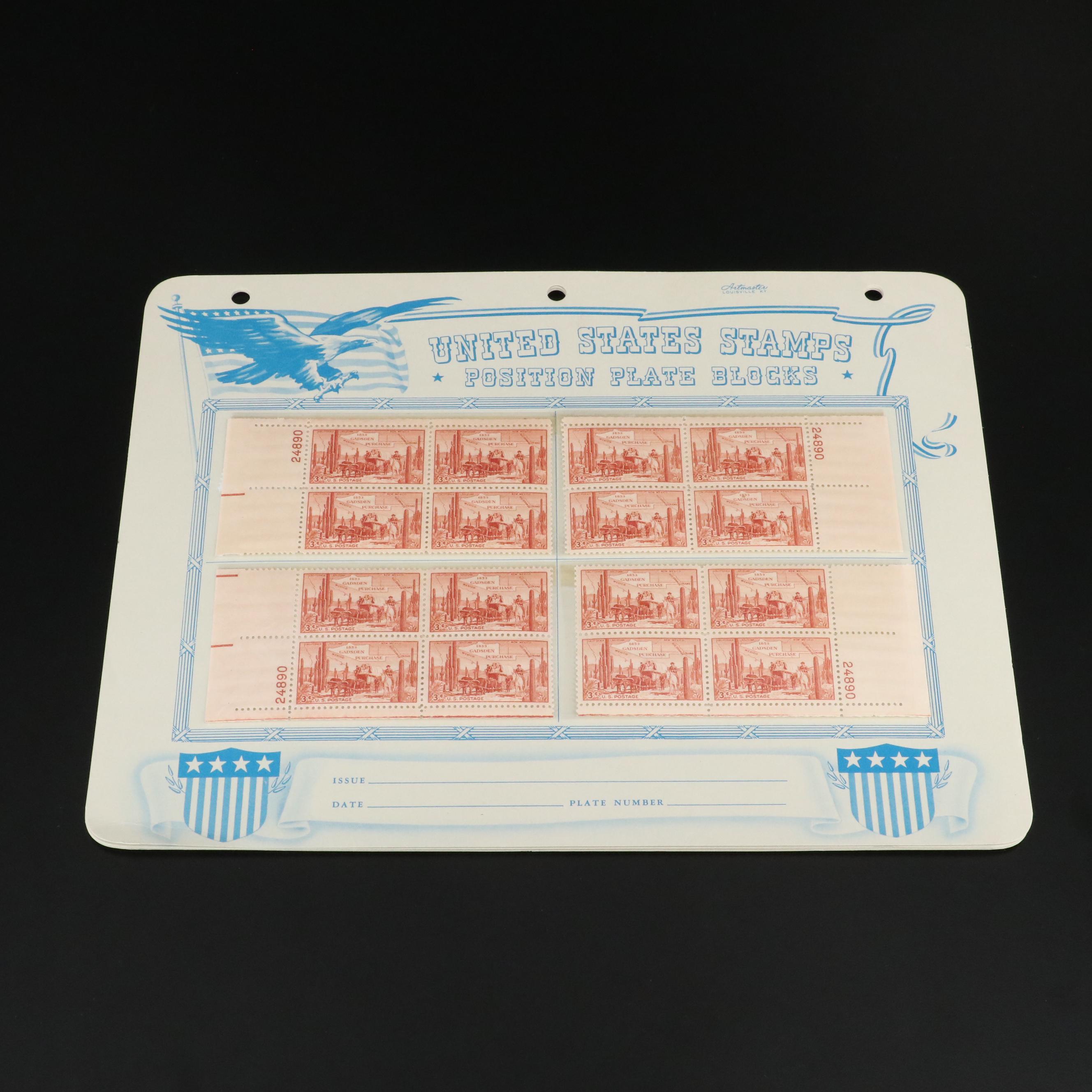 Large Collection of Vintage U.S. 3-Cent Postage Stamp Plate Blocks