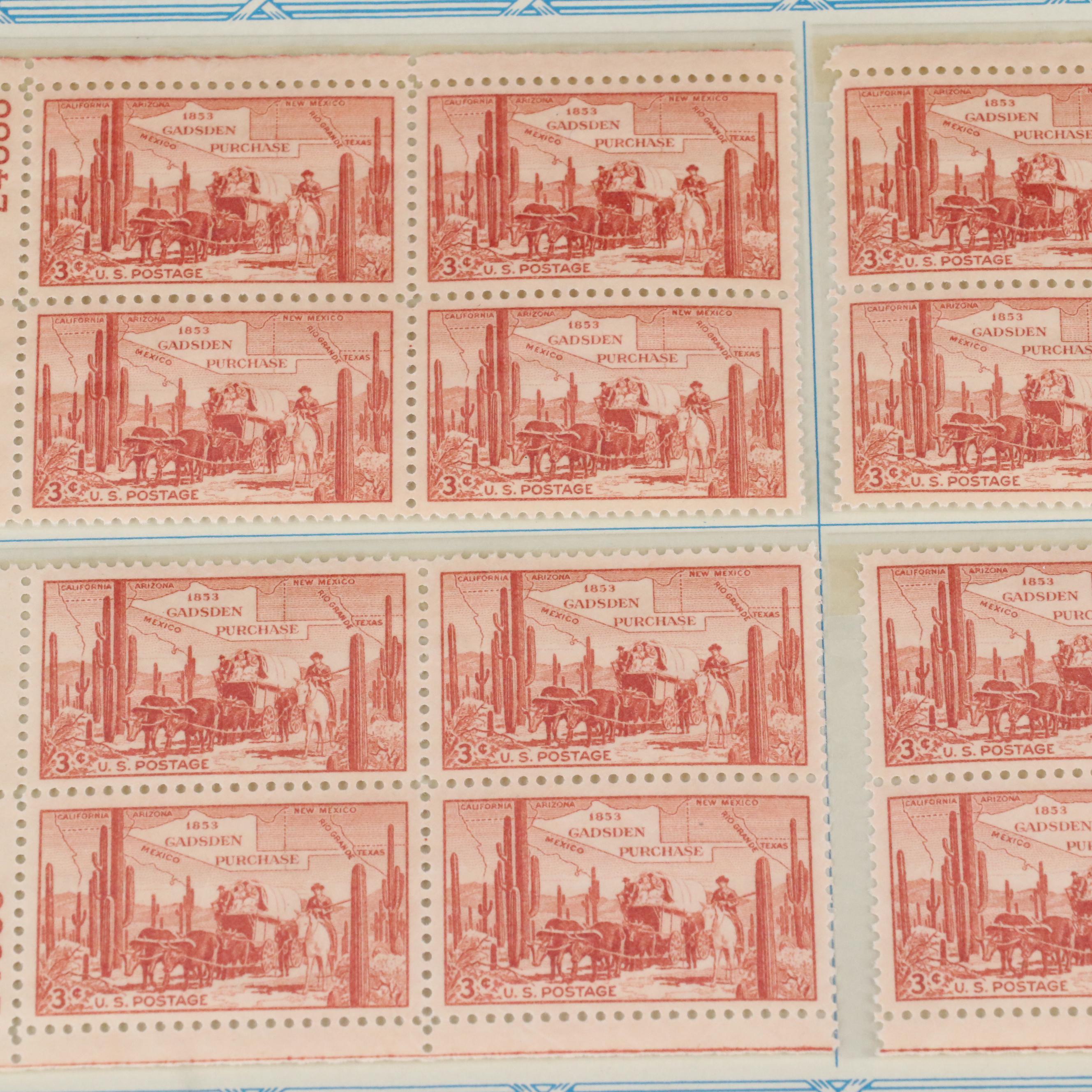 Large Collection of Vintage U.S. 3-Cent Postage Stamp Plate Blocks