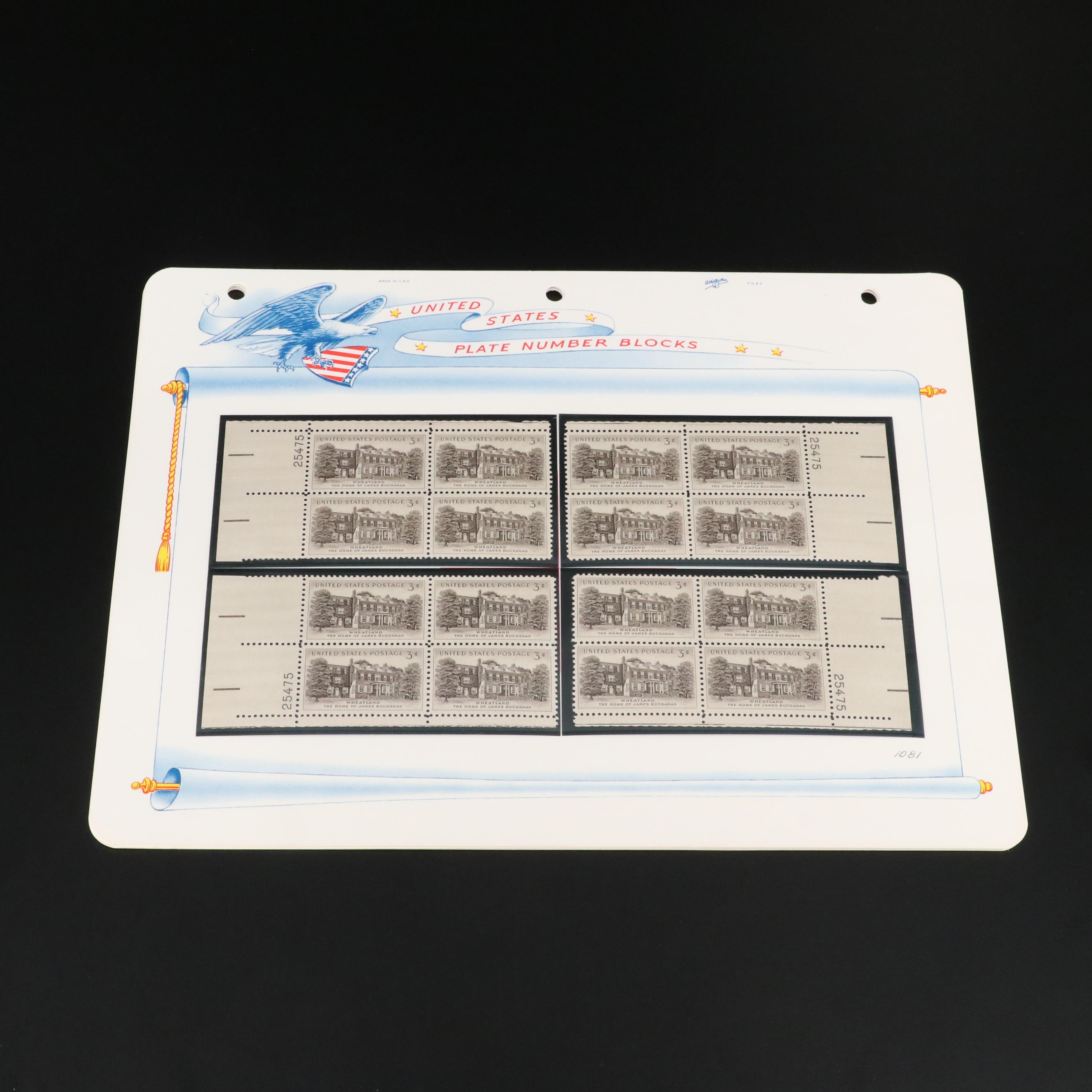 Large Collection of Vintage U.S. 3-Cent Postage Stamp Plate Blocks