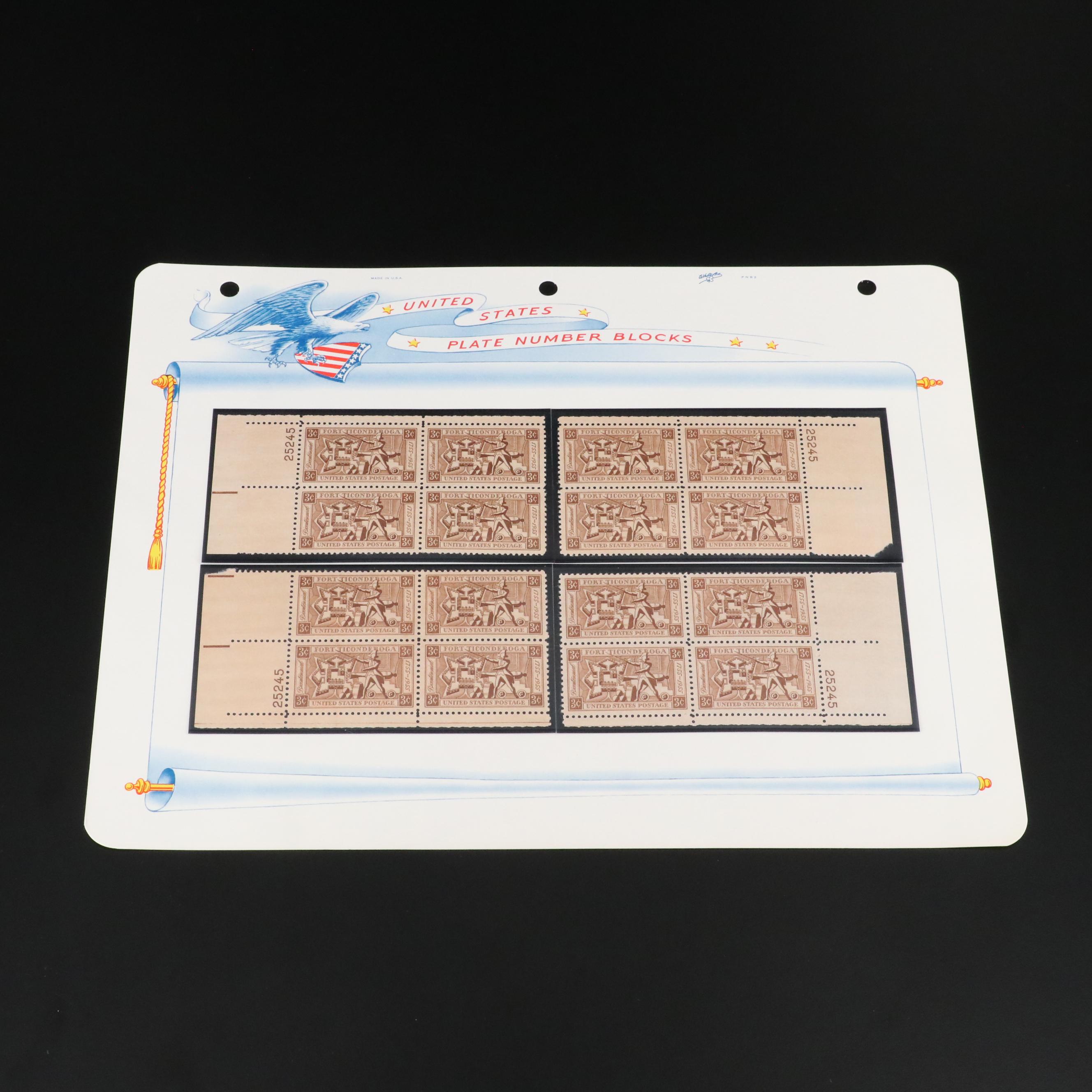 Large Collection of Vintage U.S. 3-Cent Postage Stamp Plate Blocks