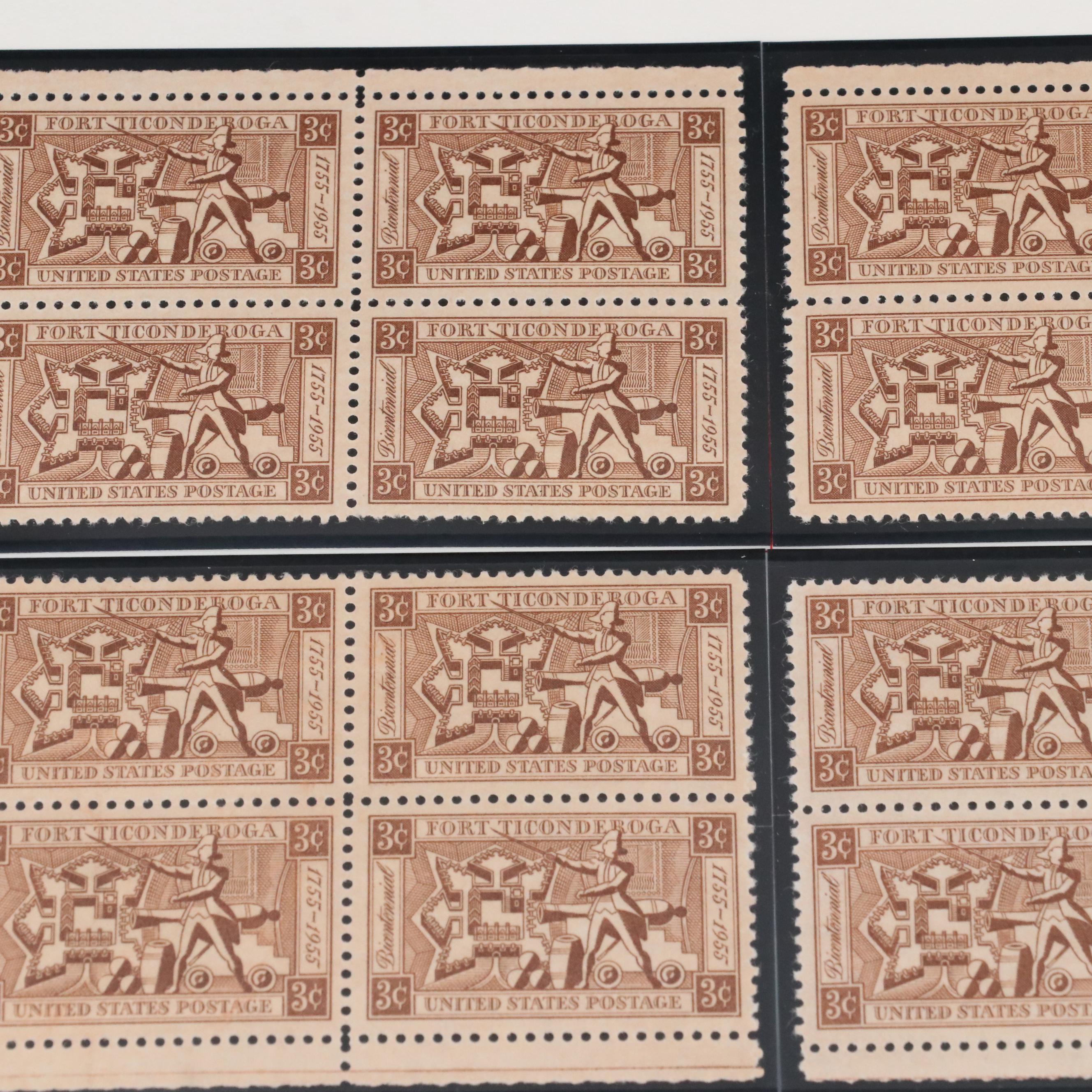 Large Collection of Vintage U.S. 3-Cent Postage Stamp Plate Blocks