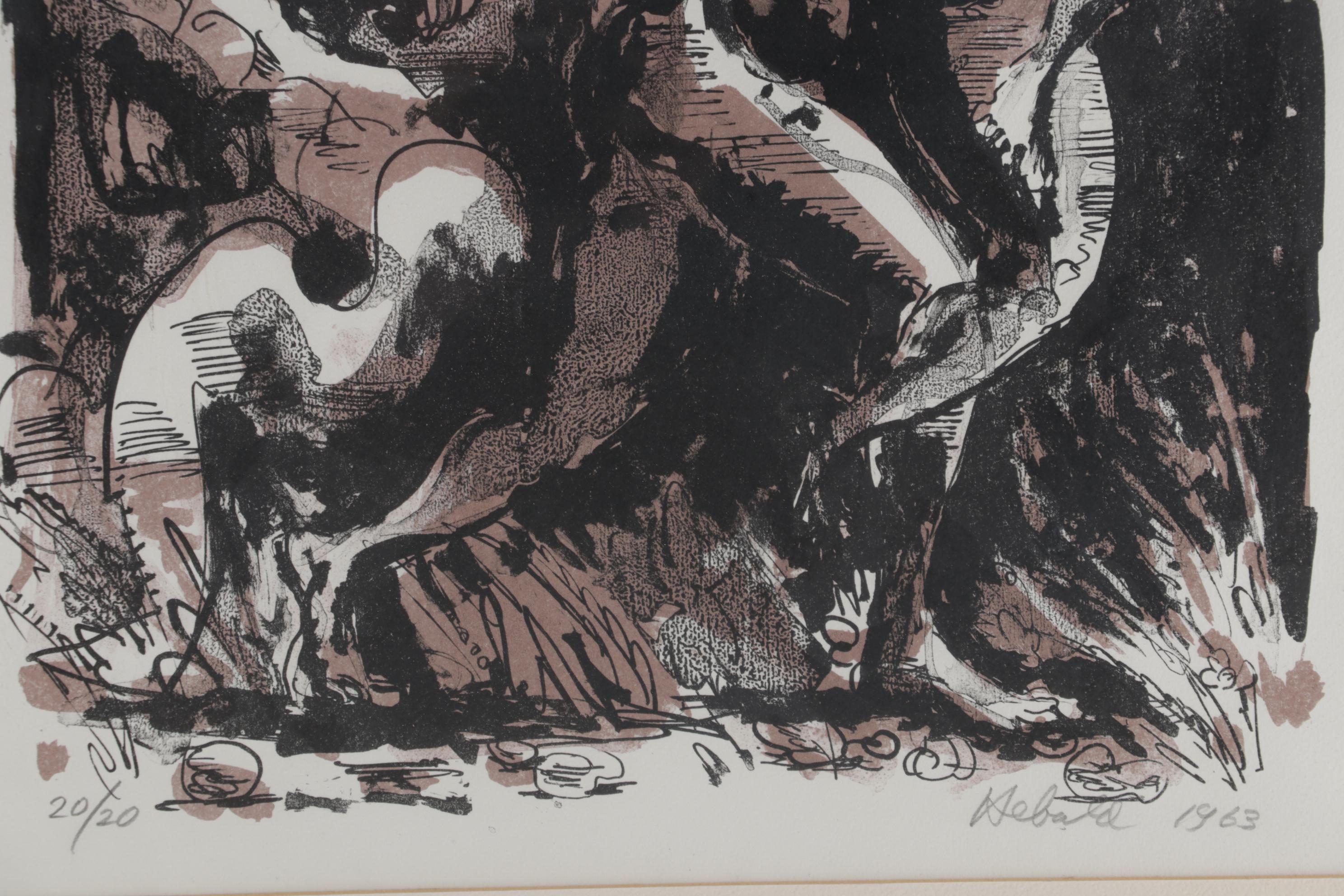 Milton Hebald Figural Color Lithograph, 1963