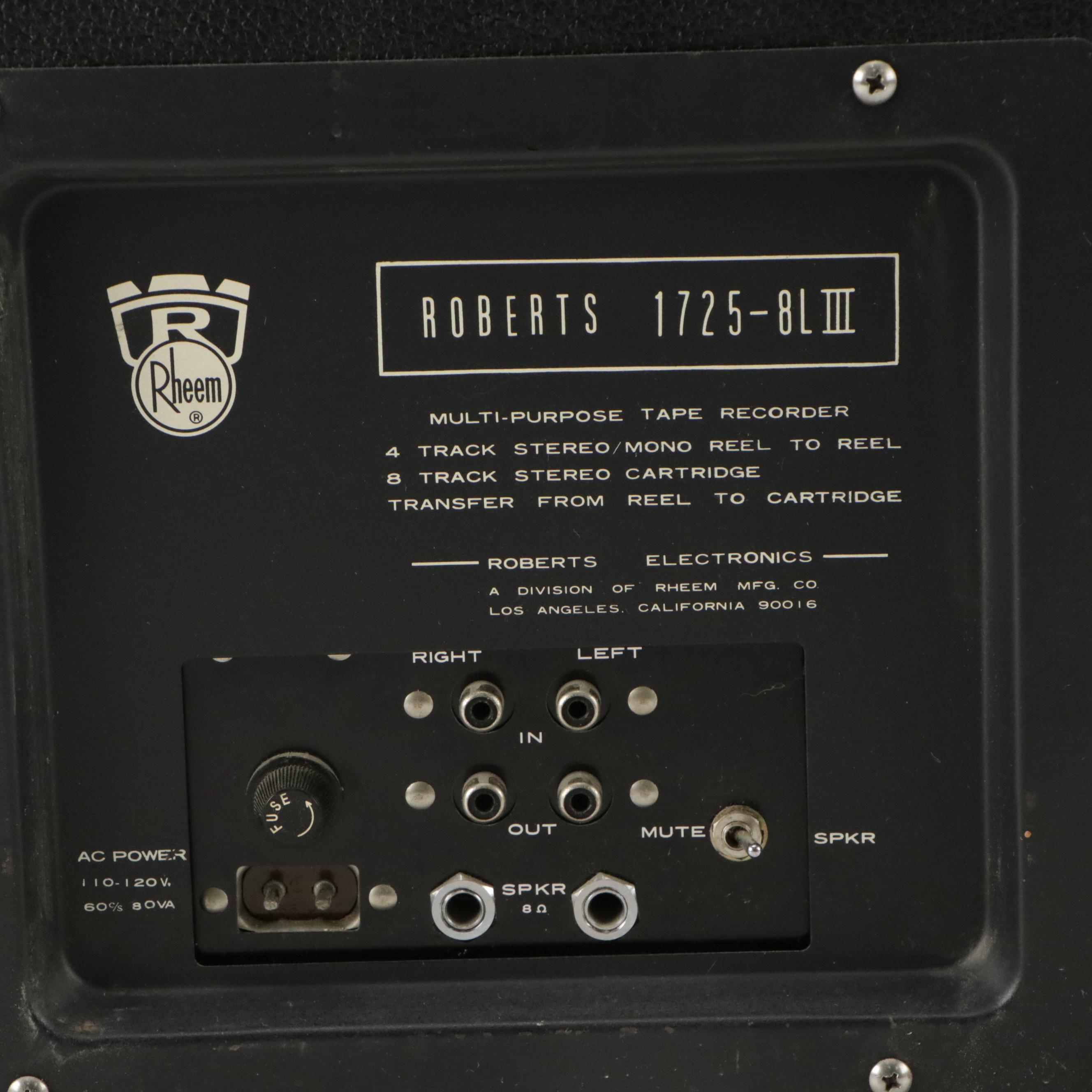 Roberts Model 1725 Reel-to-Reel Multi-Purpose Tape Recorder with Tape Reels