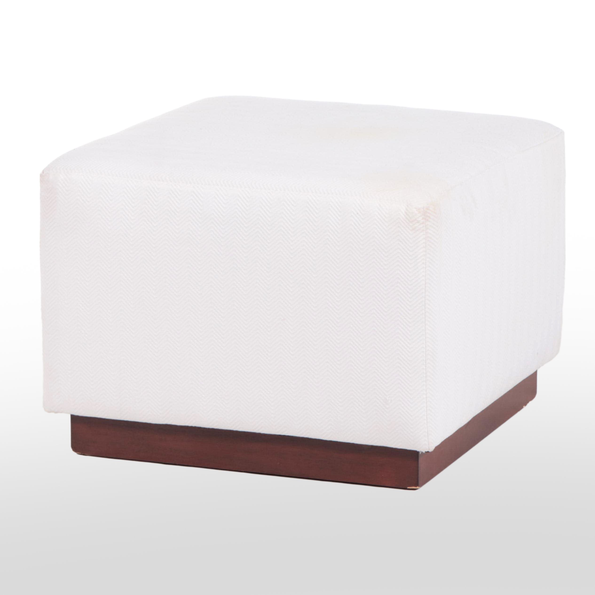 Henredon for Ralph Lauren Home Upholstered Modern Walnut Footstool