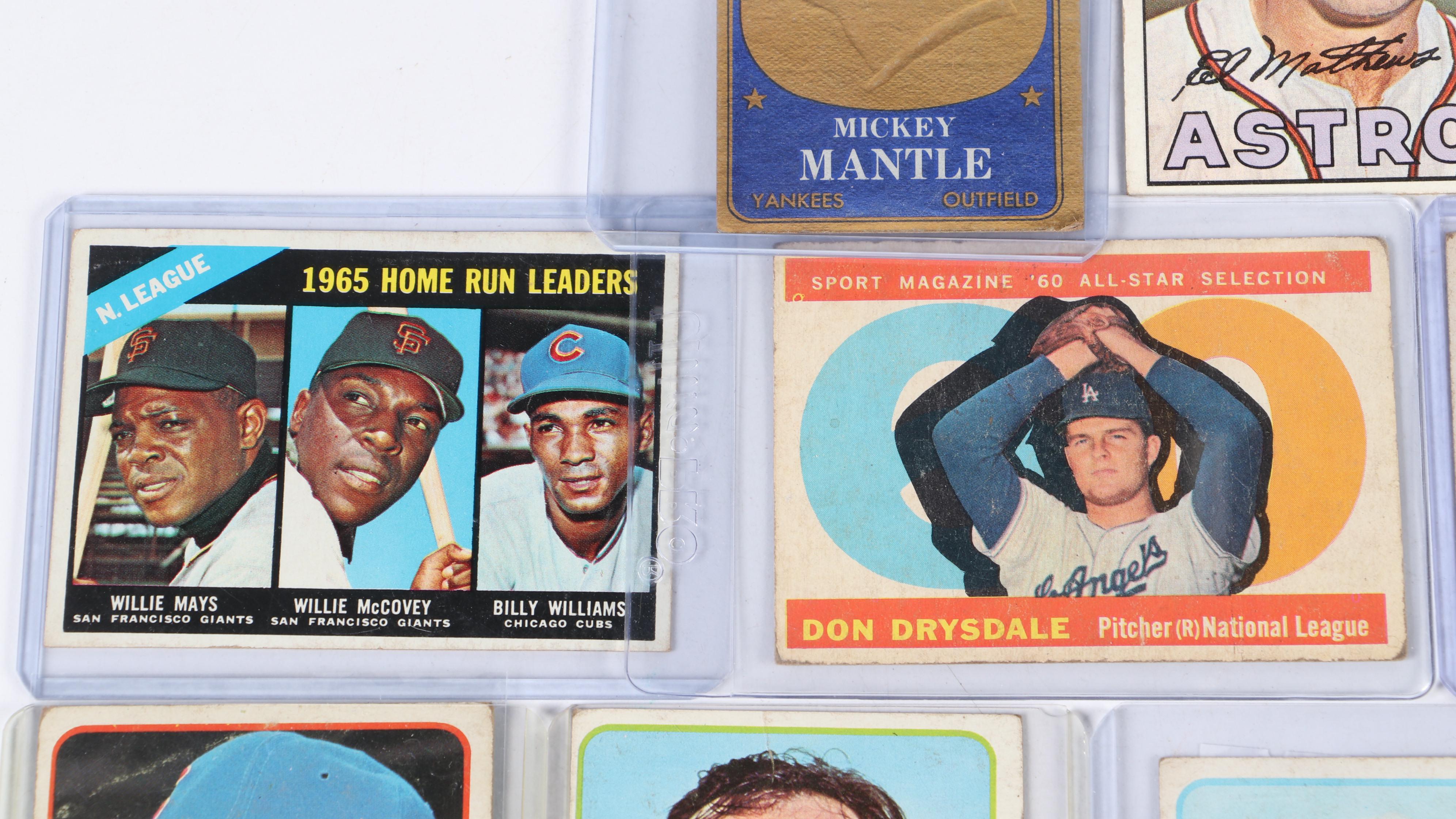 Topps Baseball Cards Featuring Mickey Mantle, Hank Aaron, and More, 1960s