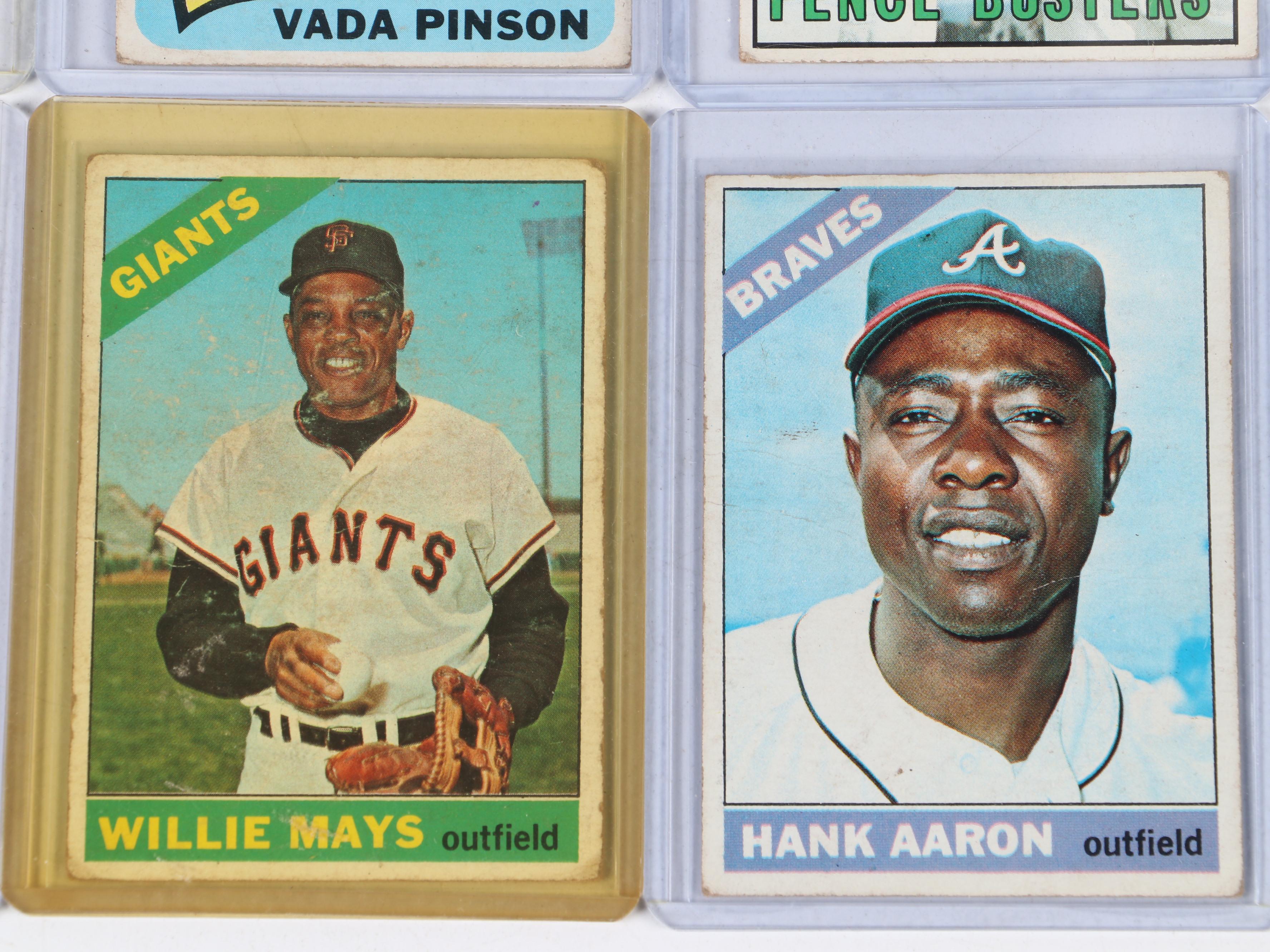Topps Baseball Cards Featuring Mickey Mantle, Hank Aaron, and More, 1960s