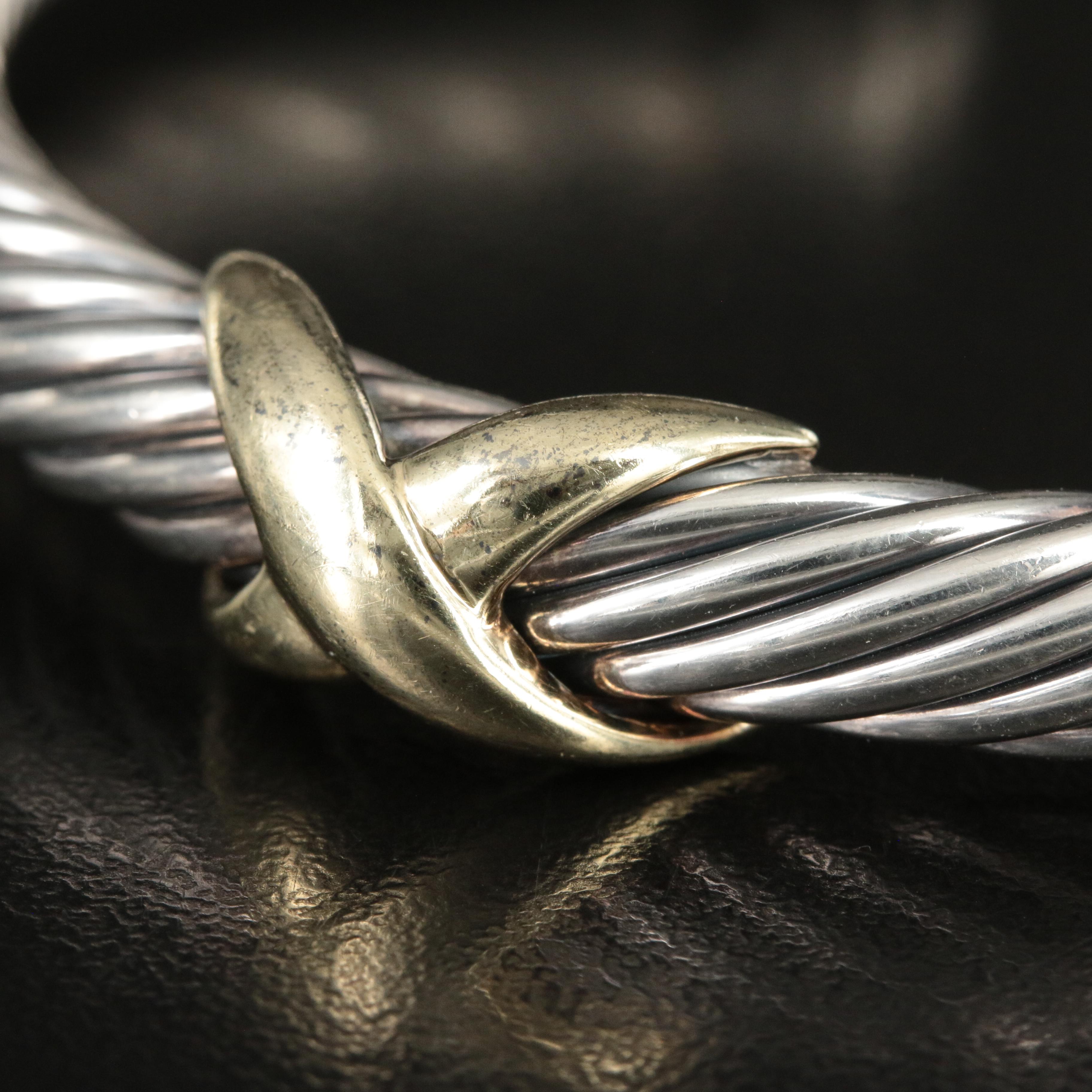 David Yurman X Classic Cable Cuff in Sterling and 14K