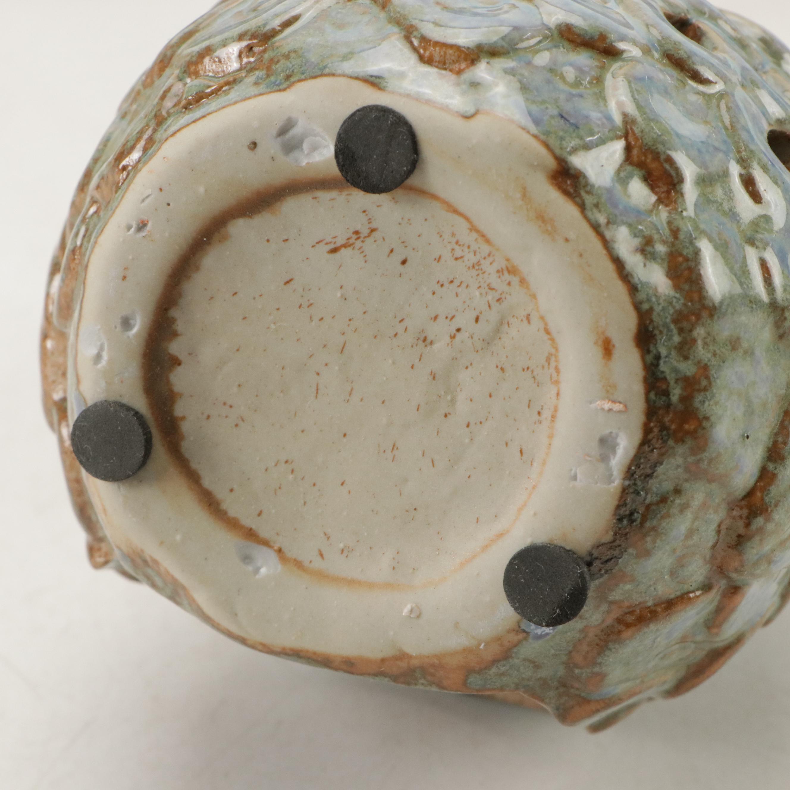 Pigeon Forge Pottery with Other Owl Figurines and Teapot, Mid to Late 20th C.