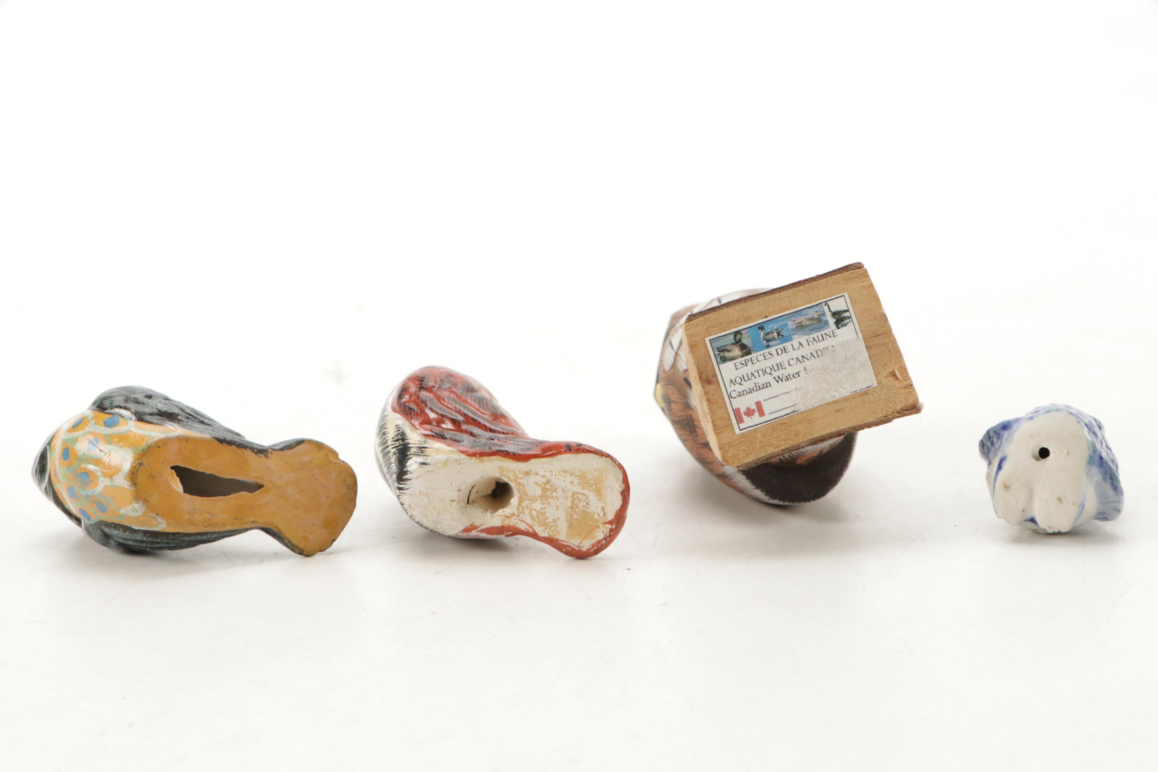 Pigeon Forge Pottery with Other Owl Figurines and Teapot, Mid to Late 20th C.