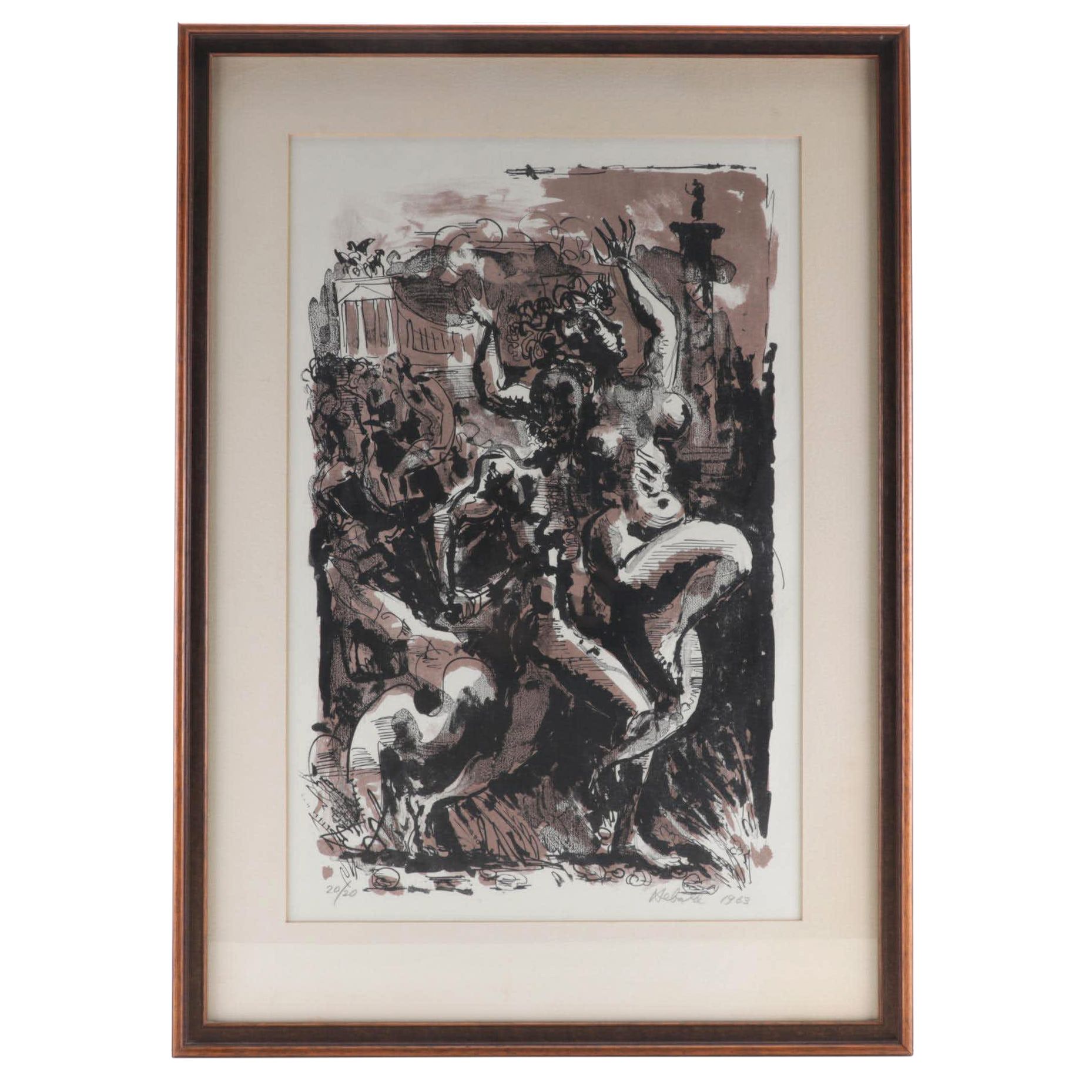 Milton Hebald Figural Color Lithograph, 1963